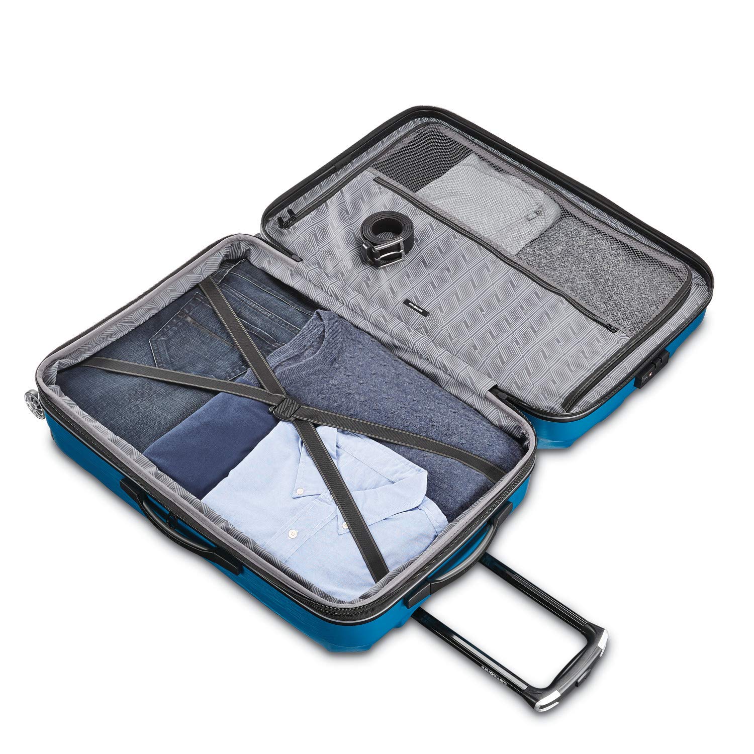 Samsonite Centric 2 Expandable Hardside Luggage Set with Dual Spinner Wheels ( Caribbean Blue , Checked-Large 28-Inch ) Caribbean Blue Checked Large 28 Inch U5