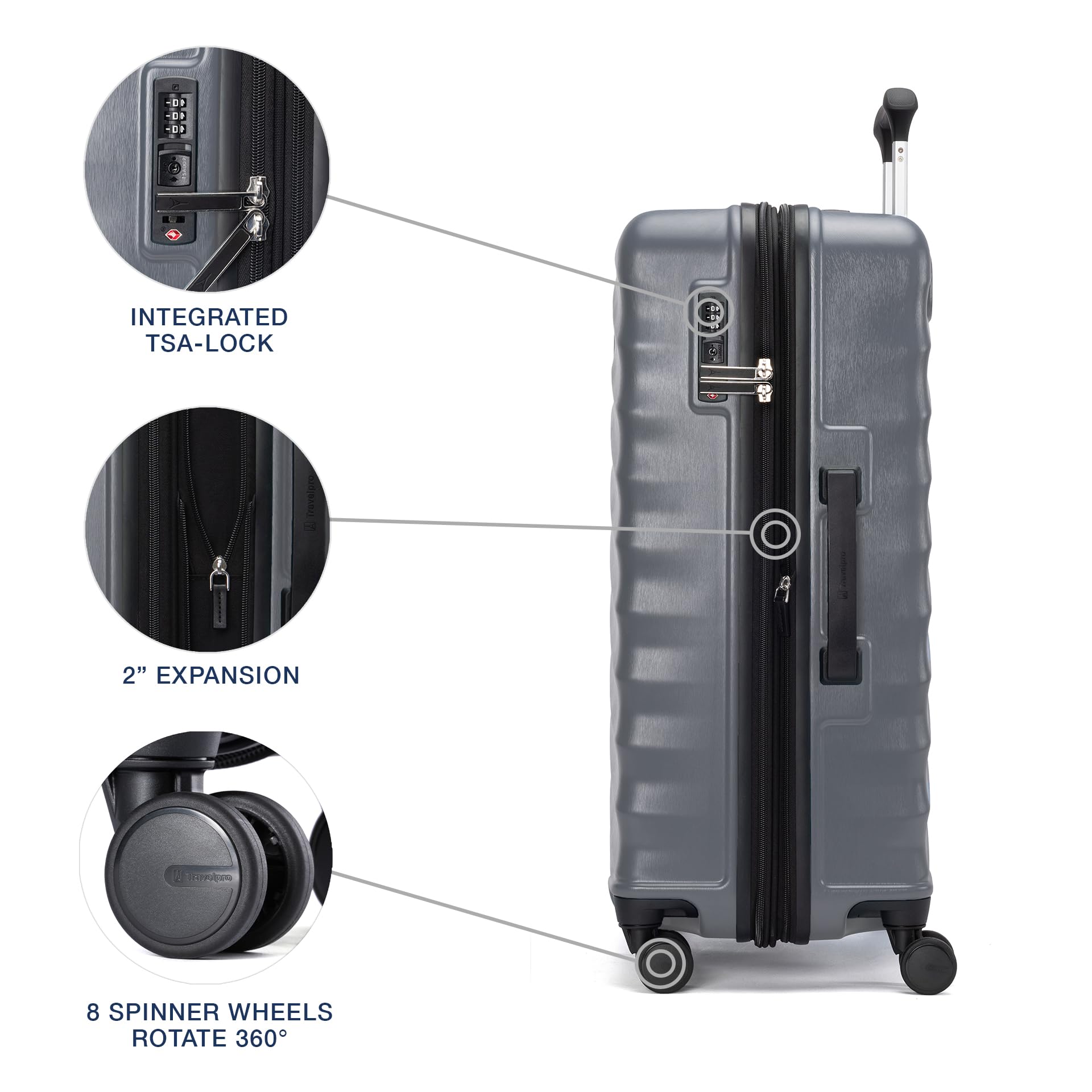 Travelpro Maxlite Air V2 Hardside Expandable Luggage, 8 Spinner Wheels, Lightweight Hard Shell Suitcase, TSA lock ( Shadow Grey , Checked Medium 25-Inch ) Shadow Grey Checked Medium 25 Inch U3