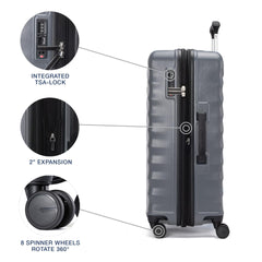 Travelpro Maxlite Air V2 Hardside Expandable Luggage, 8 Spinner Wheels, Lightweight Hard Shell Suitcase, TSA lock ( Shadow Grey , Checked Medium 25-Inch ) Shadow Grey Checked Medium 25 Inch U3