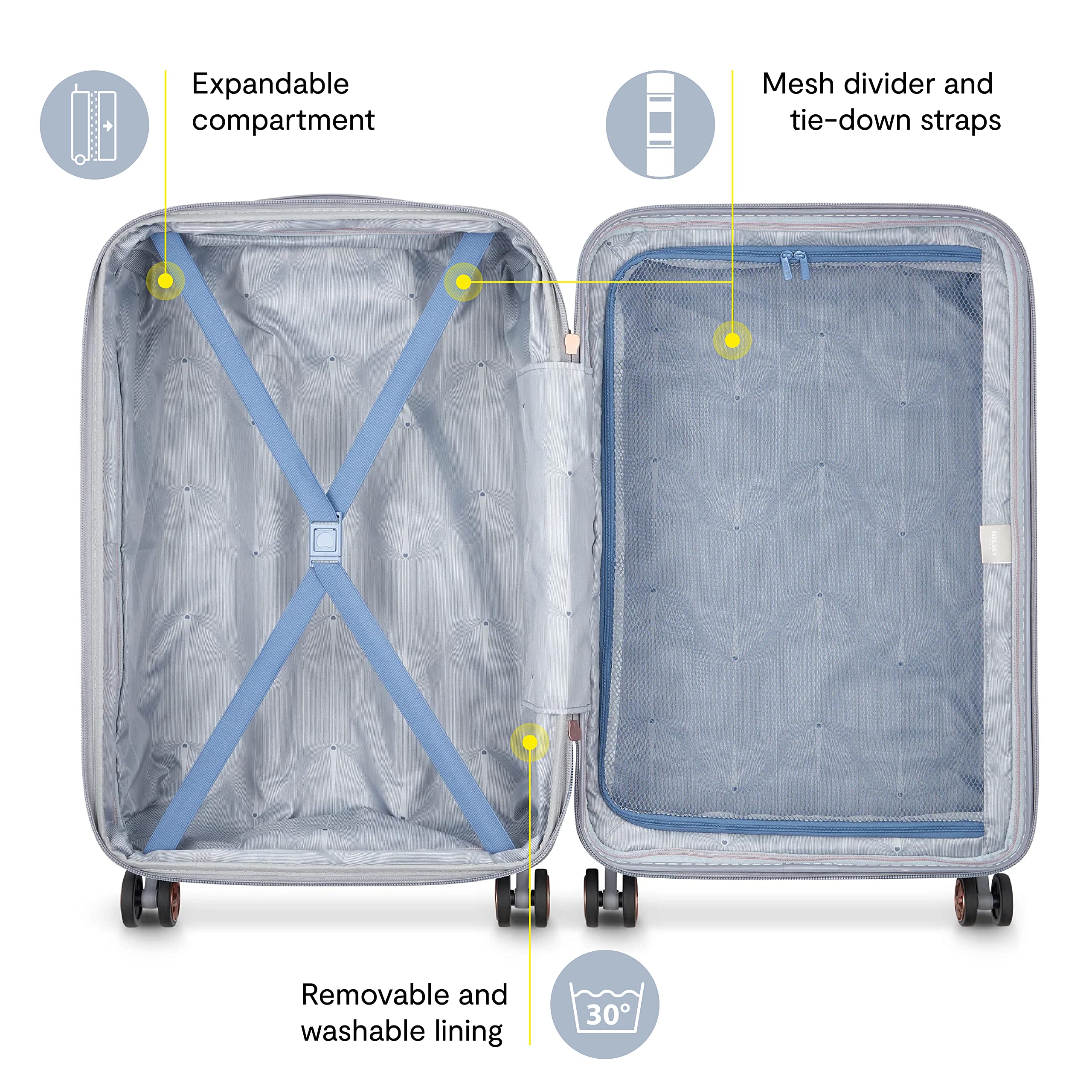DELSEY PARIS Cruise 3.0 Hardside Expandable Luggage with Spinner Wheels, Checked-Large 28 Inch ( Deep Sea Navy , Checked-Large 28 Inch ) Deep Sea Navy Checked Large 28 Inch U1