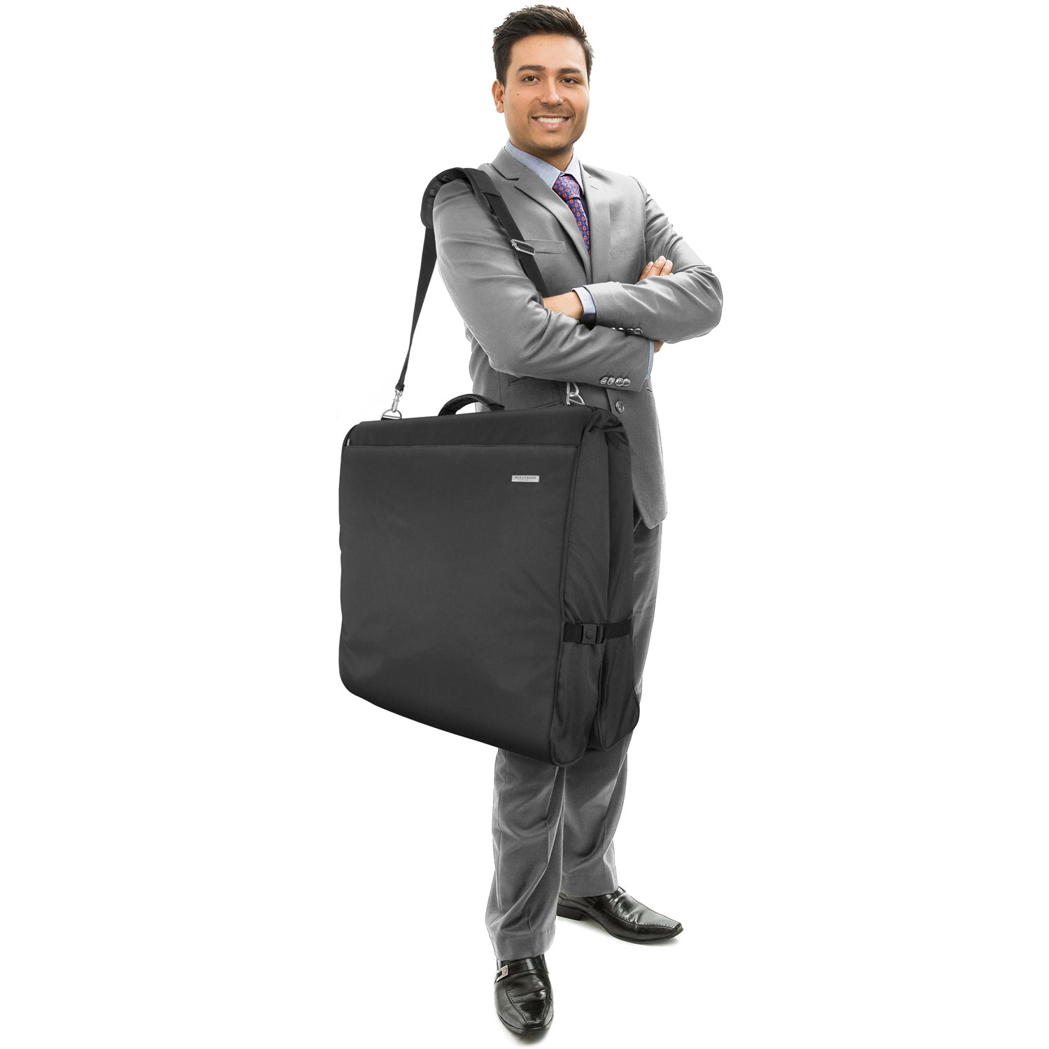 WallyBags 45" Premium Framed Garment Bag with shoulder strap and multiple pockets ( Black , 45-inch ) Black 45 Inch U1