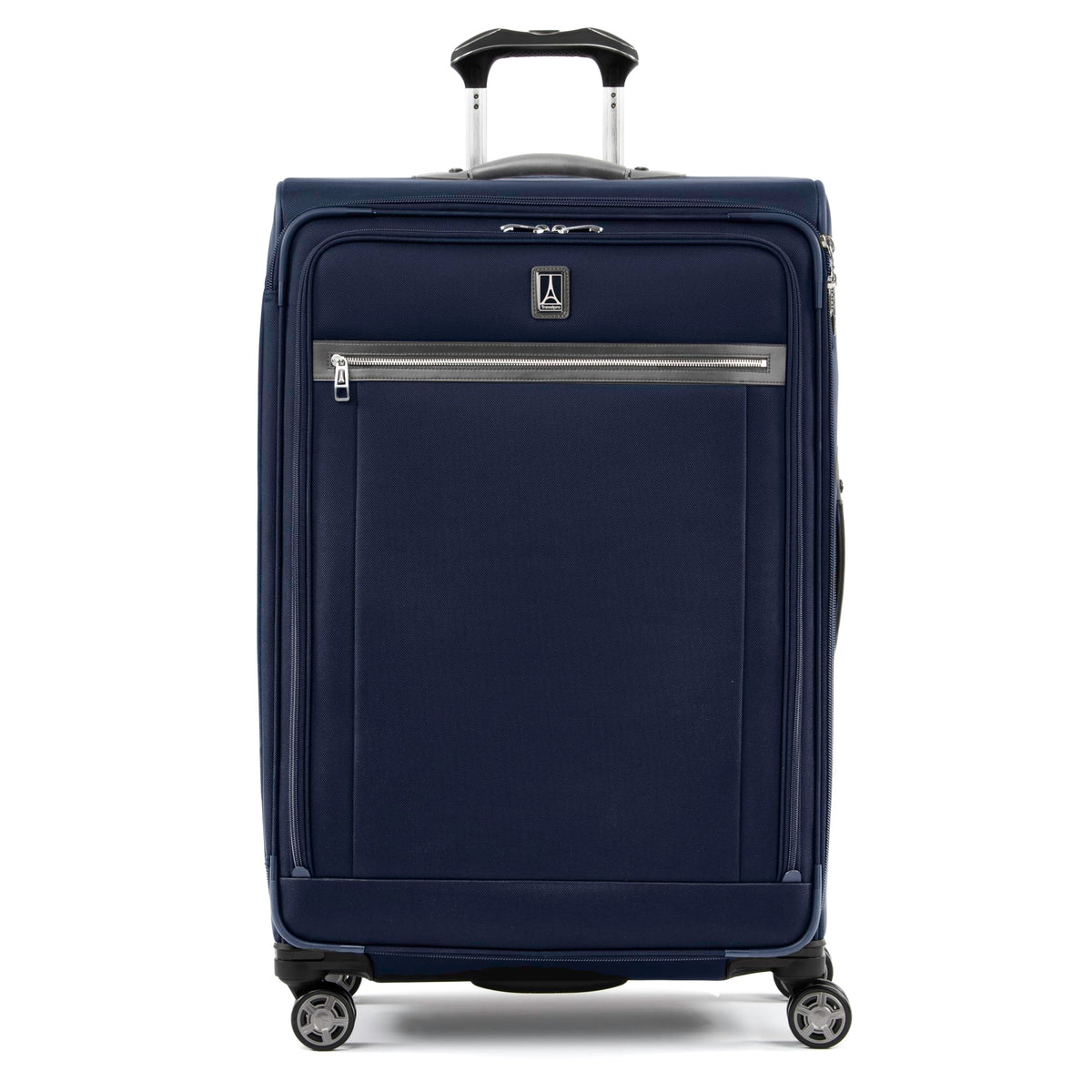 Travelpro Platinum Elite Softside Expandable Checked Luggage, 8 Wheel Spinner Large Suitcase, TSA Lock, Men and Women ( Dark Blue , Checked-Large 29-Inch ) Dark Blue Checked Large 29 Inch U2