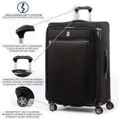 Travelpro Platinum Elite Softside Expandable Checked Luggage, 8 Wheel Spinner Large Suitcase, TSA Lock, Men and Women ( Shadow Black , Checked-Large 29-Inch ) Shadow Black Checked Large 29 Inch U11