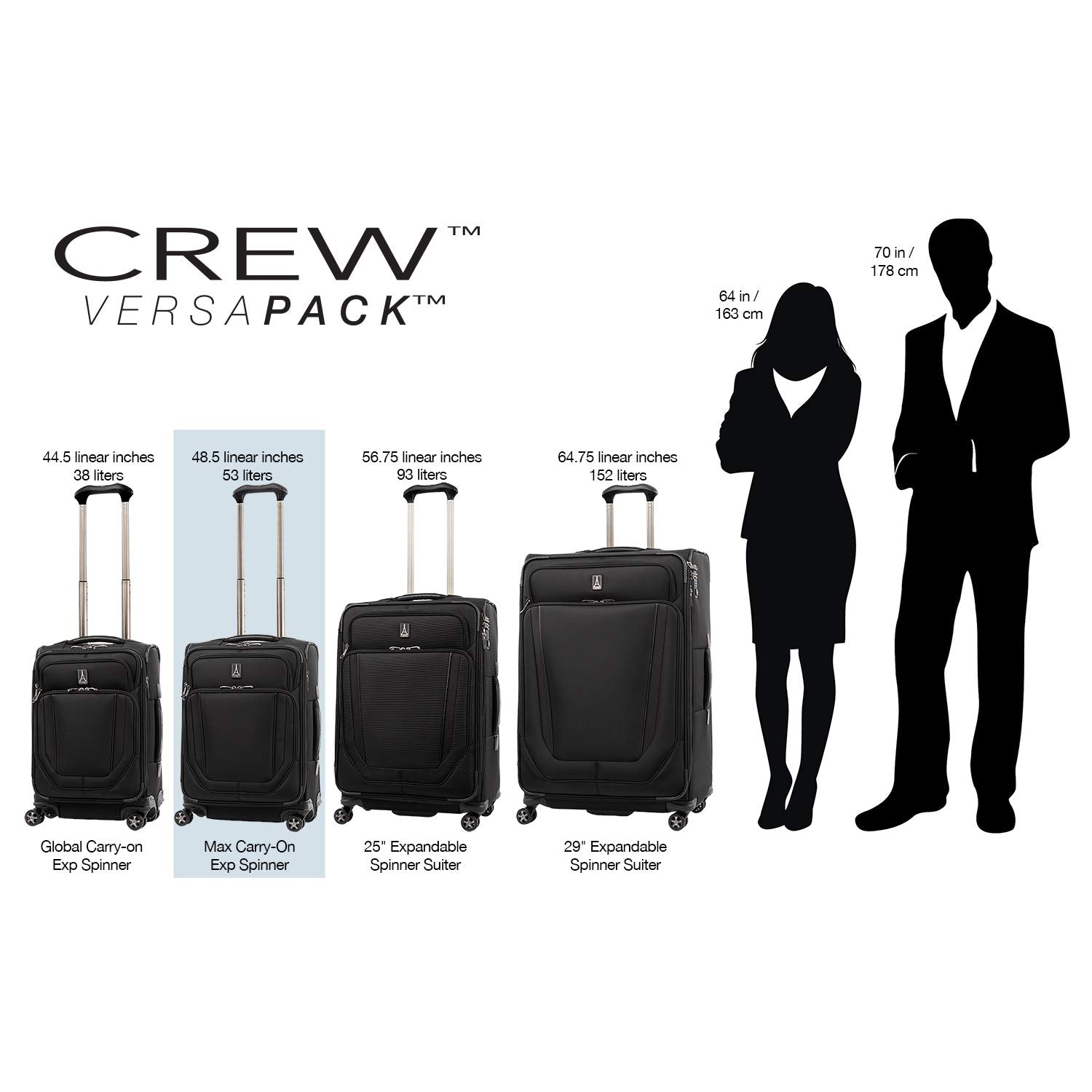 Travelpro Crew Versapack Softside Expandable Spinner Wheel Luggage ( Jet Black , Carry-On 21-Inch ) Jet Black Carry On 21 Inch U10