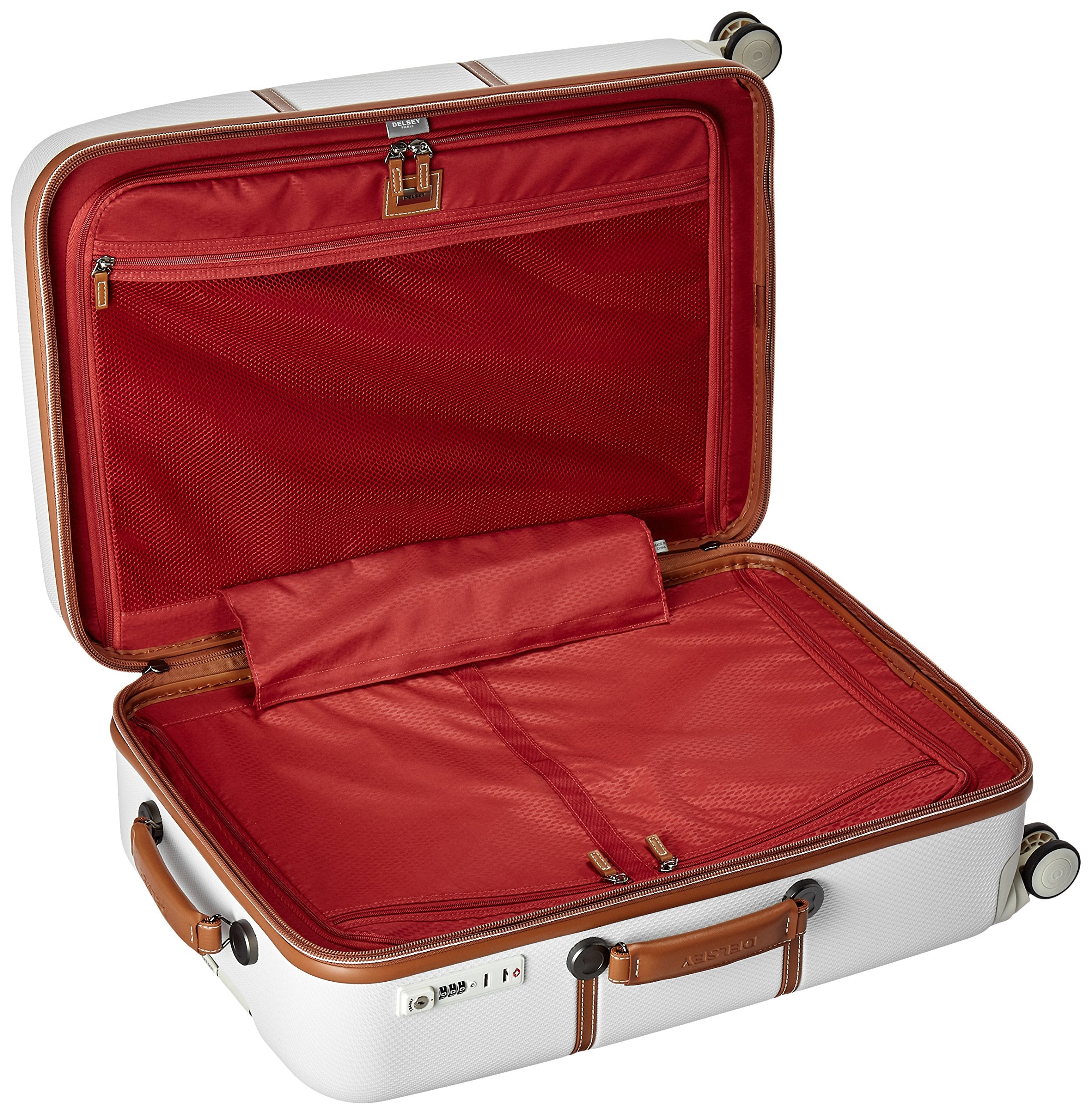 DELSEY Paris Chatelet Air 2.0 Hardside Luggage with Spinner Wheels ( Champagne White , Checked-Medium 24 Inch, with Brake ) Champagne White Checked Medium 24 Inch With Brake U11