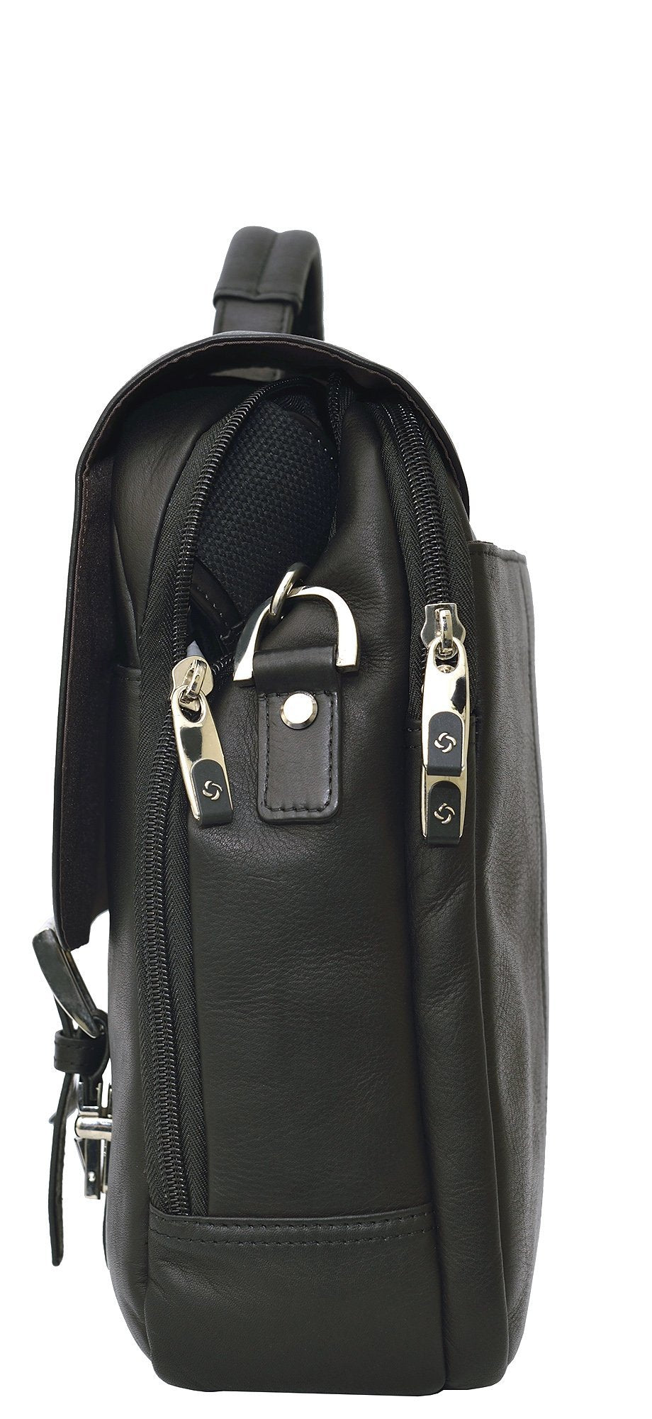 Samsonite Colombian Leather Flapover Case Black/Chrome One Size U2