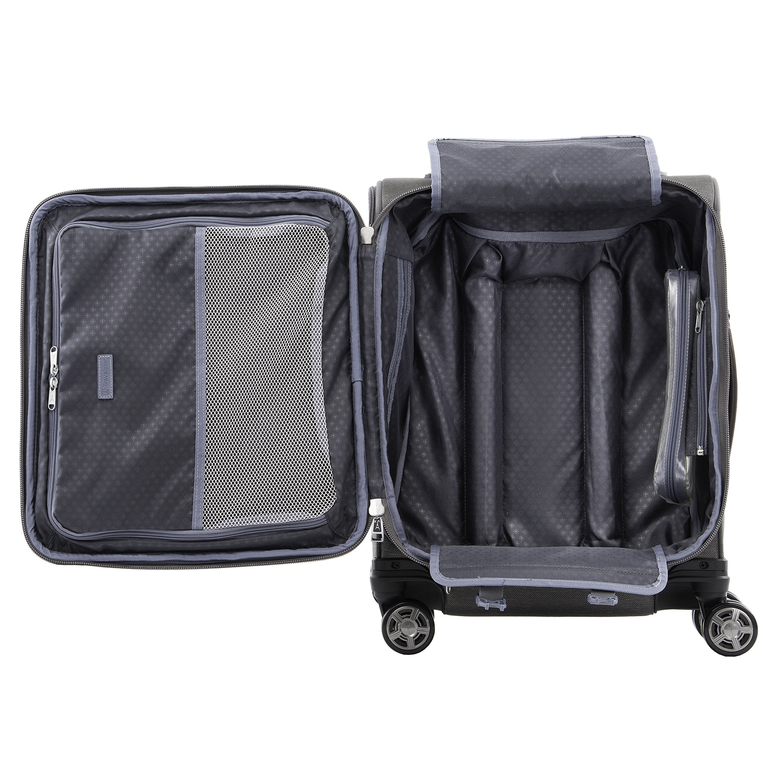 Travelpro Platinum Elite Softside Expandable Checked Luggage, 8 Wheel Spinner Large Suitcase, TSA Lock, Men and Women ( Vintage Grey , Carry-On 19-Inch ) Vintage Grey Carry On 19 Inch U4