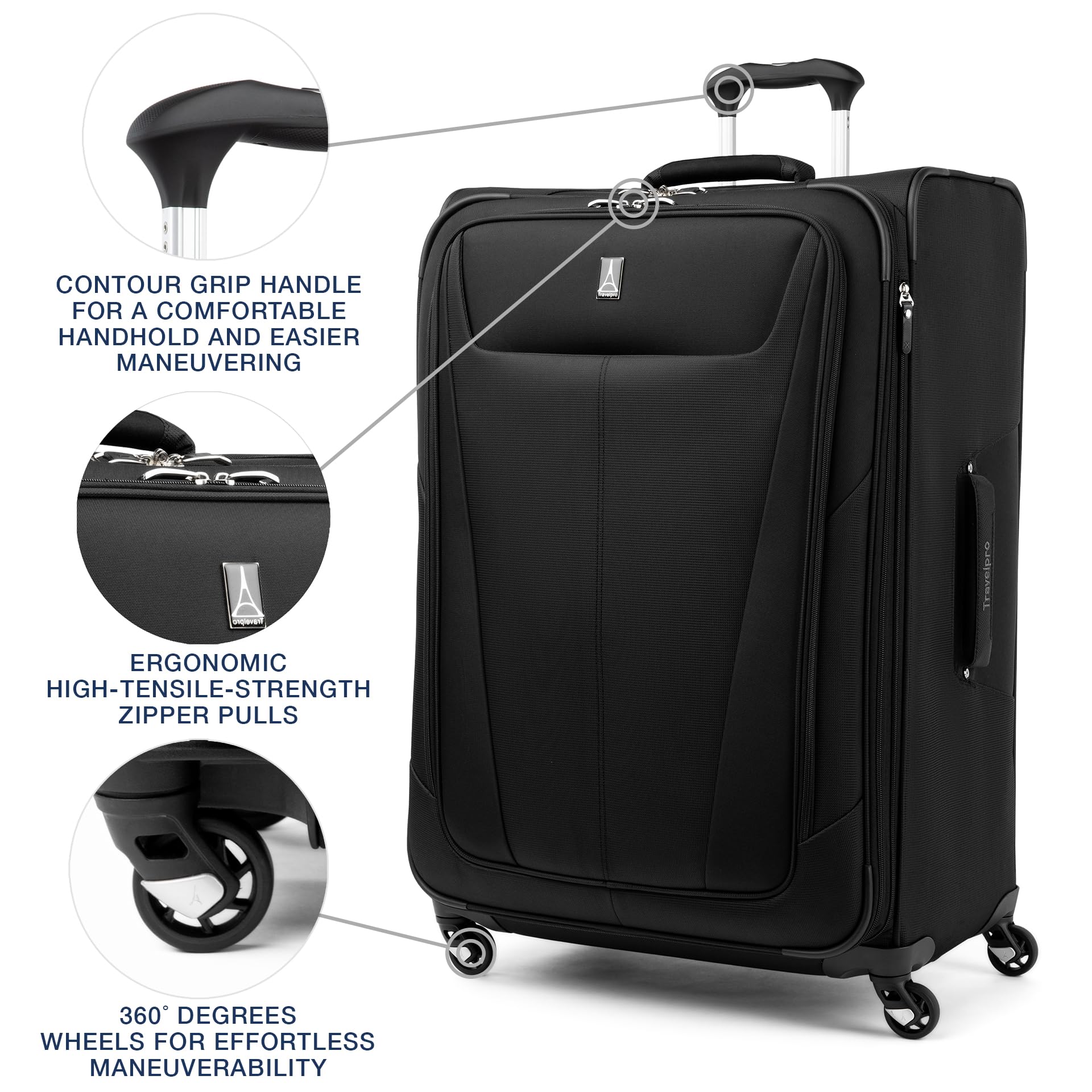 Travelpro Maxlite 5 Softside Expandable Luggage with 4 Spinner Wheels, Lightweight Suitcase, Men and Women ( Black , Checked-Large 29-Inch ) Black Checked Large 29 Inch U42