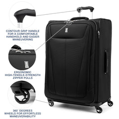 Travelpro Maxlite 5 Softside Expandable Luggage with 4 Spinner Wheels, Lightweight Suitcase, Men and Women ( Black , Checked-Large 29-Inch ) Black Checked Large 29 Inch U42