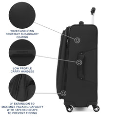Travelpro Maxlite 5 Softside Expandable Luggage with 4 Spinner Wheels, Lightweight Suitcase, Men and Women Black Checked Medium 25 Inch U21