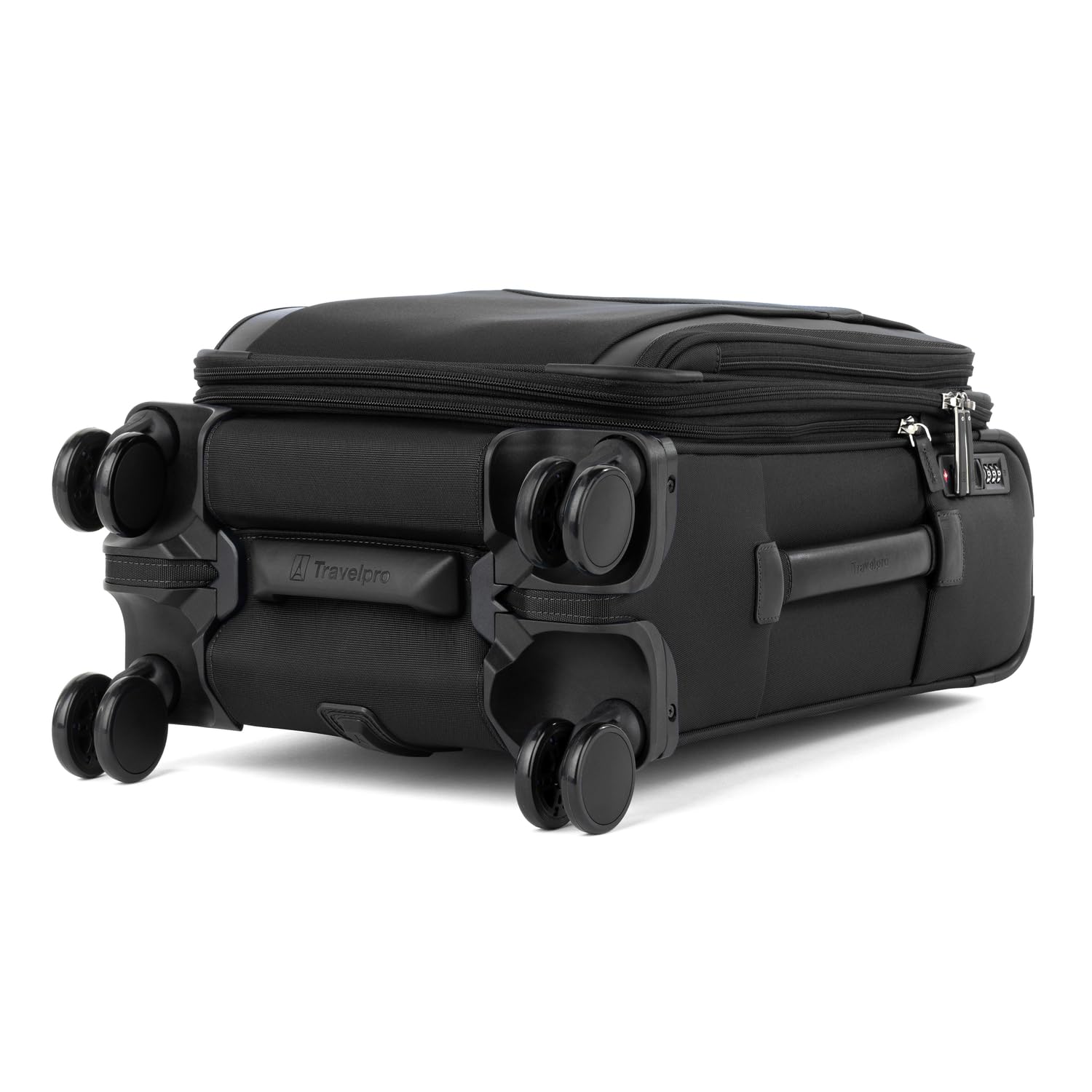 Travelpro Versapack + Lightweight Softside Expandable Checked Luggage, 8 Spinner Suitcase, TSA Lock, Men and Women ( Black , Compact Carry On 20-Inch ) Black Compact Carry On 20 Inch U1