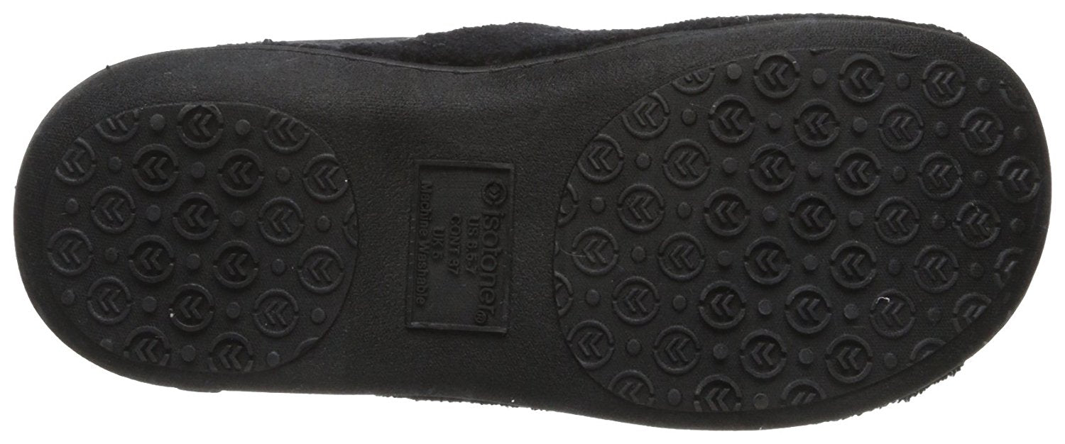 Isotoner Women's Classic Microterry Hoodback Slippers Black/Black 6 5 7 B M US U1