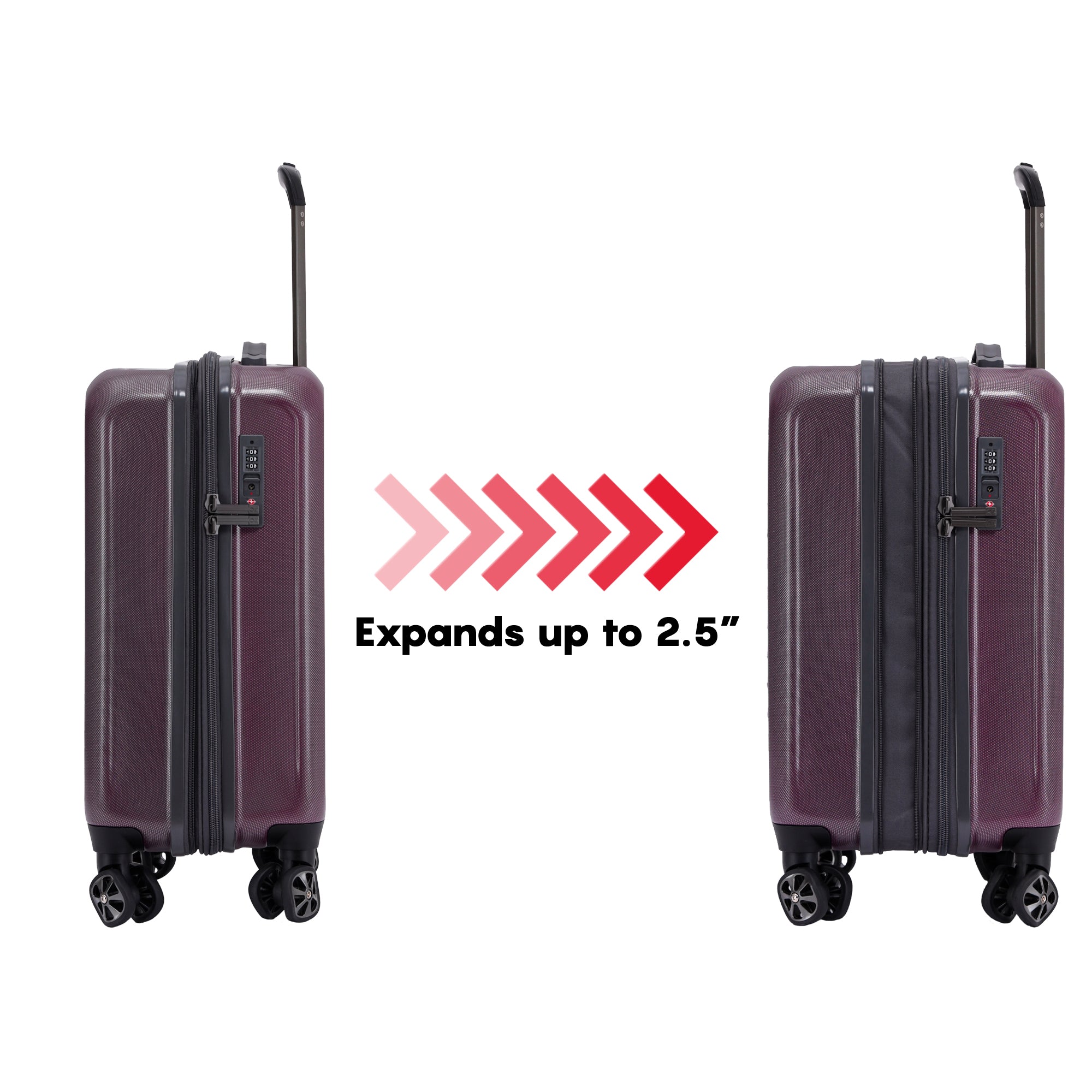 Spyder Rails 20 Inch Expandable Hardside Upright Suitcase with 360 Spinner Wheels, TSA Approved Lock ( Burgundy , 20" ) Burgundy 20 U1