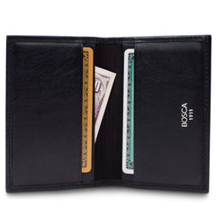 Bosca | Mens Calling Card Case Wallet in Nappa Vitello Italian Leather ( Black , One Size ) Black One Size U1