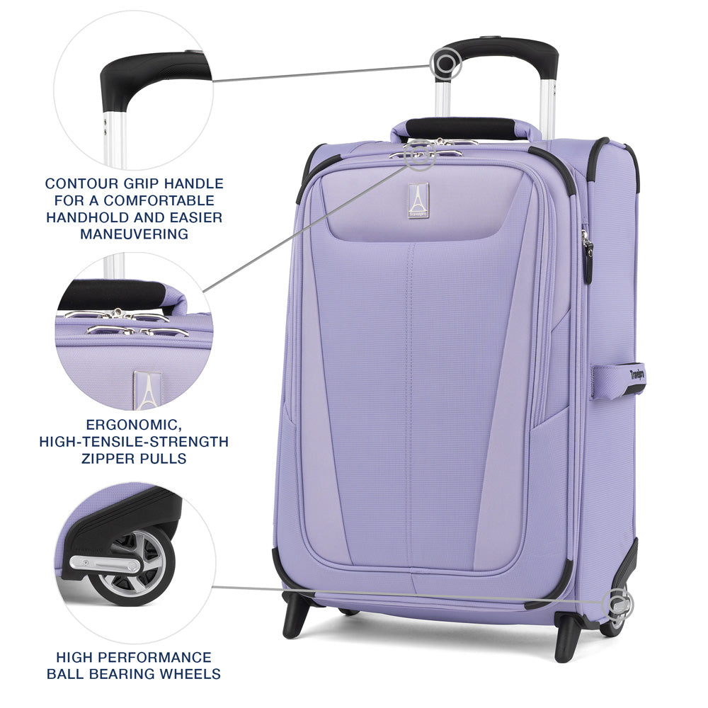Travelpro Maxlite 5 Softside Expandable Upright 2 Wheel Luggage, Lightweight Suitcase, Men and Women Violet Carry On 22 Inch U1