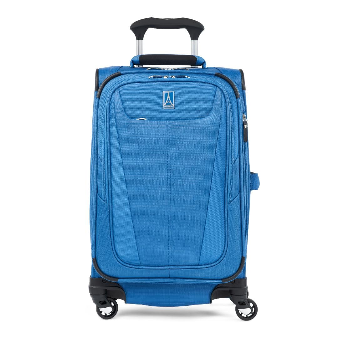 Travelpro Maxlite 5 Softside Expandable Luggage with 4 Spinner Wheels, Lightweight Suitcase, Men and Women ( Azure Blue , Carry-on 21-Inch ) Azure Blue Carry On 21 Inch U1