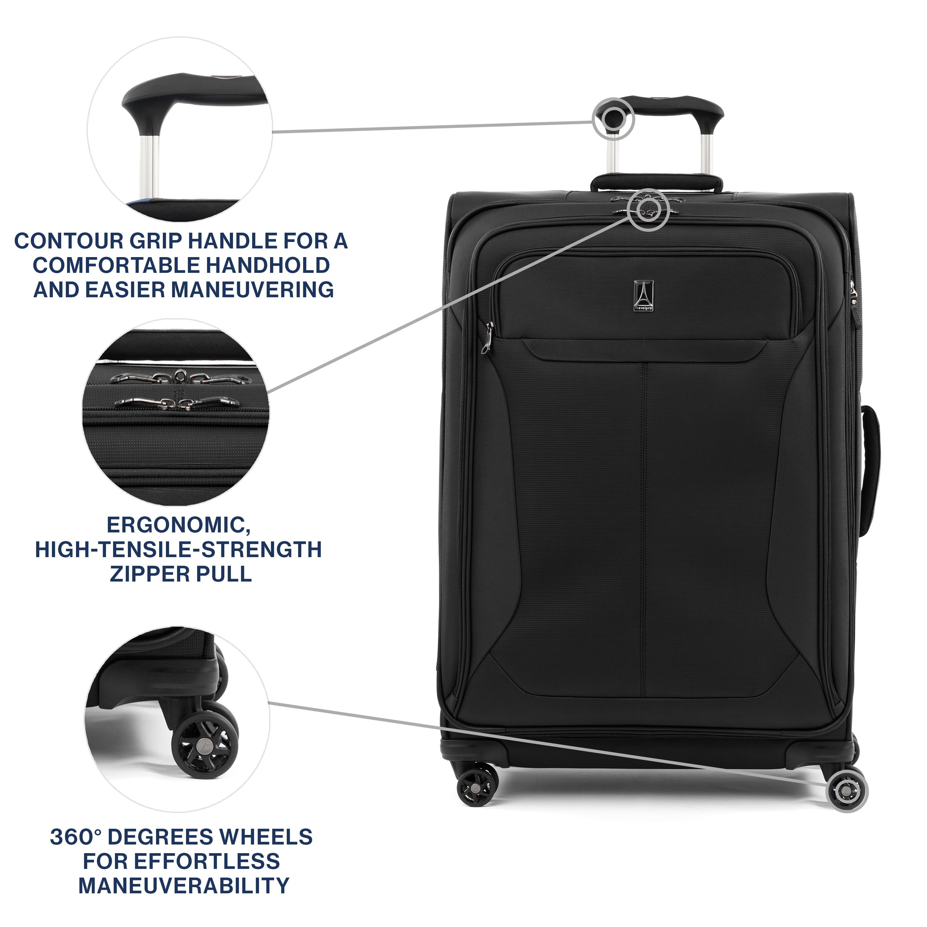 Travelpro Tourlite Softside 29" Expandable Luggage with 4 Spinner Wheels, Lightweight Suitcase, Checked Large ( Black , Checked-Large 29-Inch ) Black Checked Large 29 Inch U14