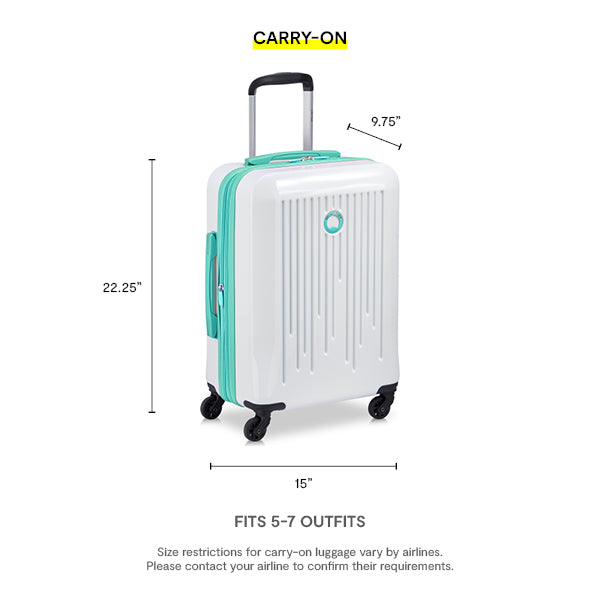Delsey Paris Christine Hardside Expandable Luggage with Spinner Wheels ( White with Teal Trim , 3 Piece Set (20/24/28) ) White with Teal Trim 3 Piece Set 20 24 28 U1