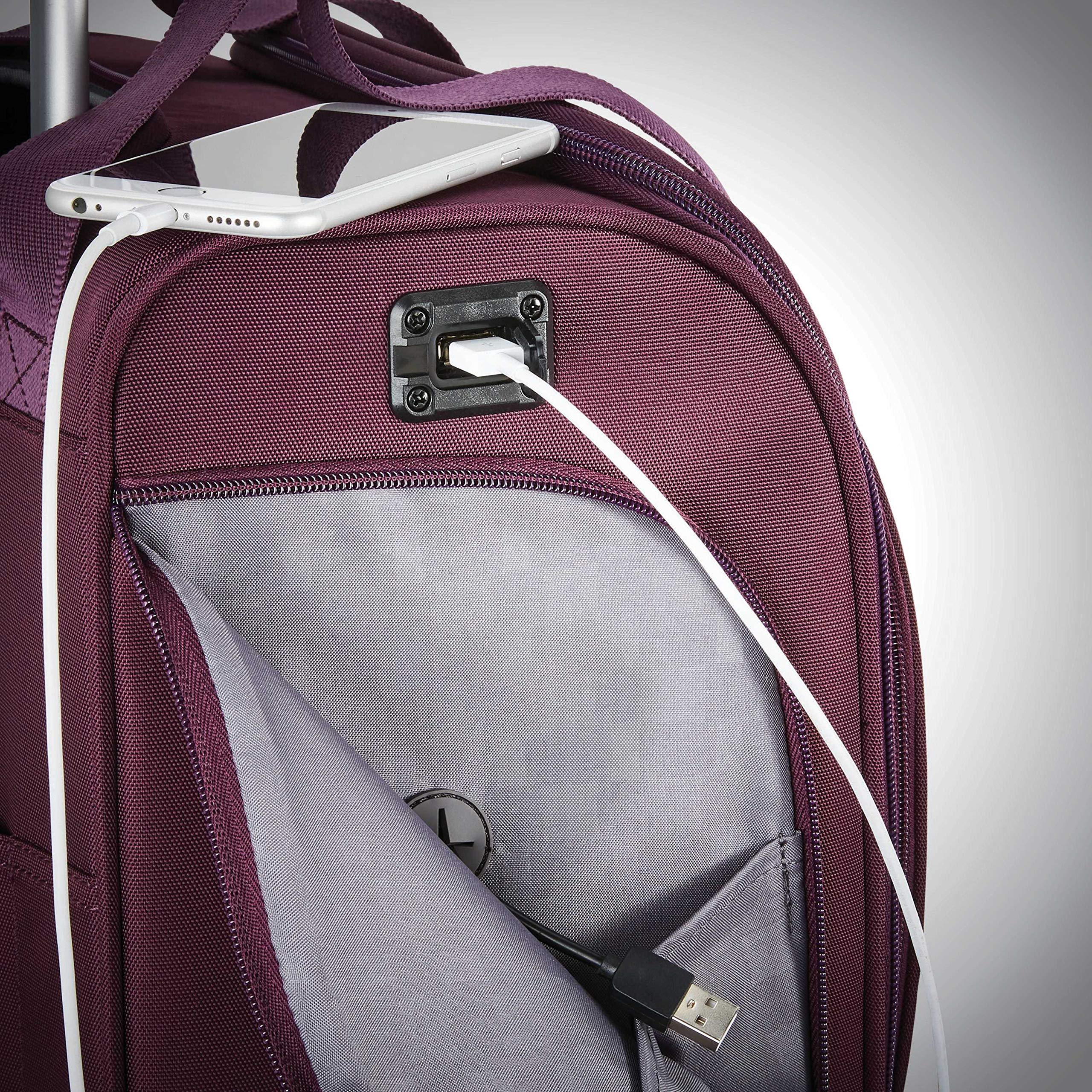Samsonite Underseat Carry-On Spinner with USB Port ( Purple , One Size ) Purple One Size U4
