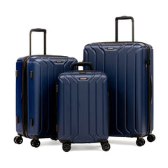 NONSTOP NEW YORK Luggage Expandable Spinner Wheels hard side shell Travel Suitcase Lightweight, TSA Lock, Double USB Port  ( Navy , 3-Piece Set (20/24/28) ) Navy 3 Piece Set 20 24 28 U32