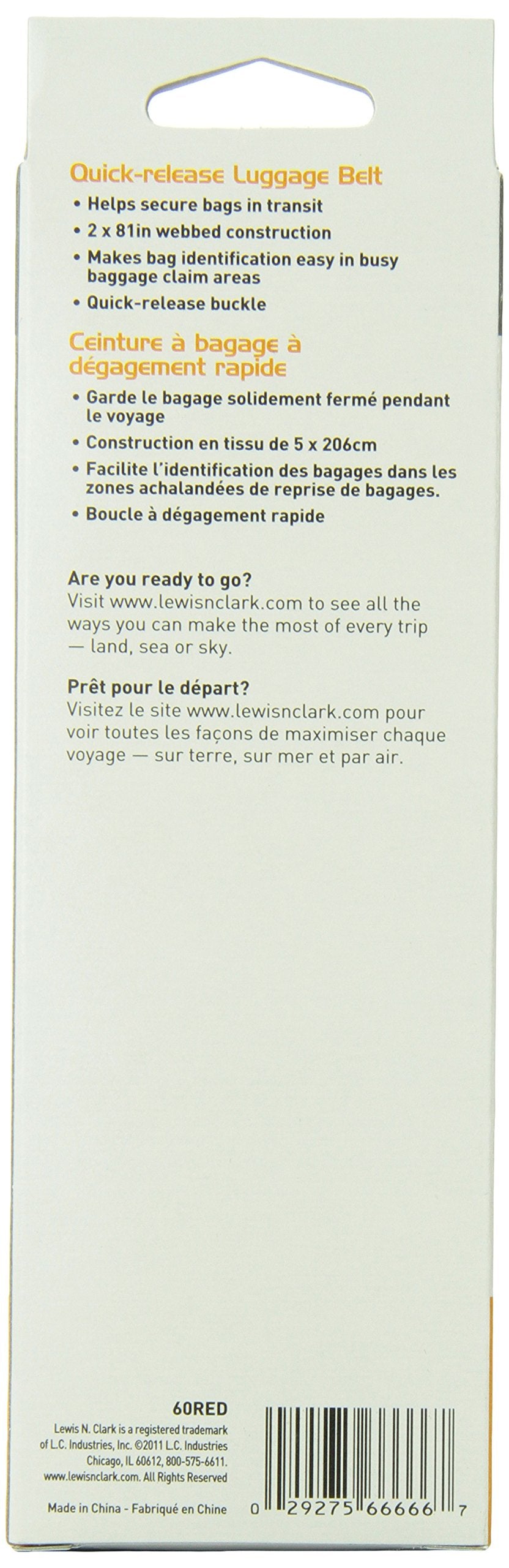 Lewis N. Clark Quick-Release Luggage Belt ( Red , One Size ) Red One Size U1