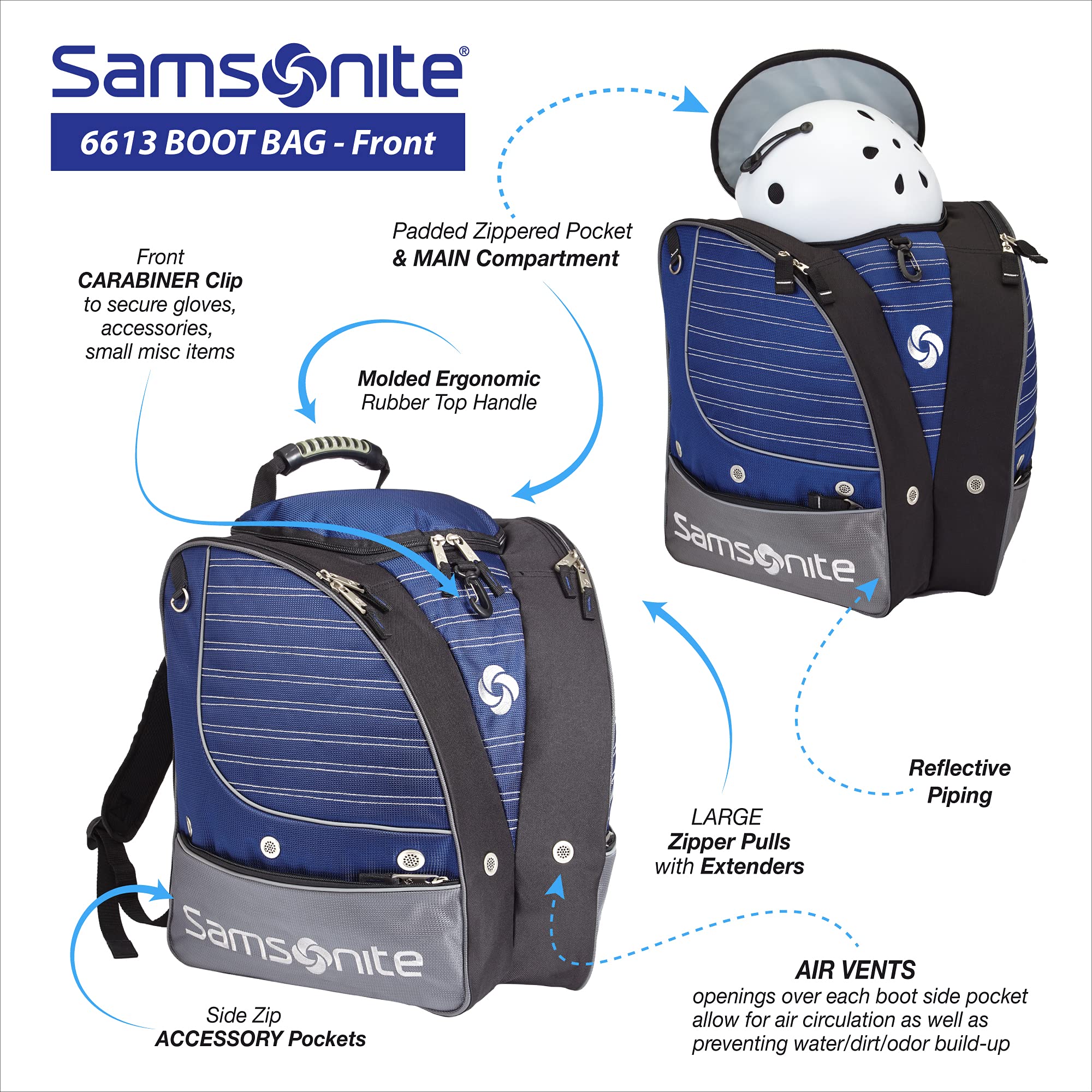 Samsonite Deluxe Adult Ski Boot Bag 2-Piece Set ( Black ) Black  U1
