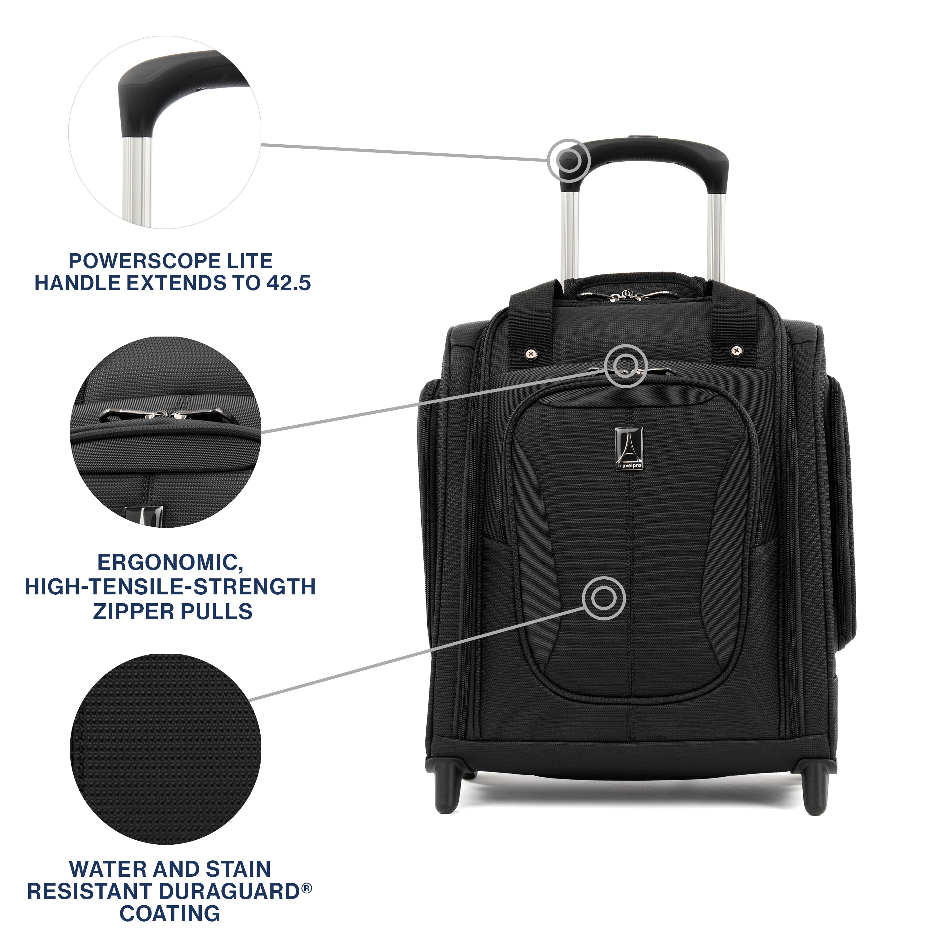 Travelpro Tourlite Softside Lightweight Rolling Underseat Compact Carry-On Upright 2 Wheel Bag, Men and Women, 15-Inch ( Black , One Size ) Black One Size U33