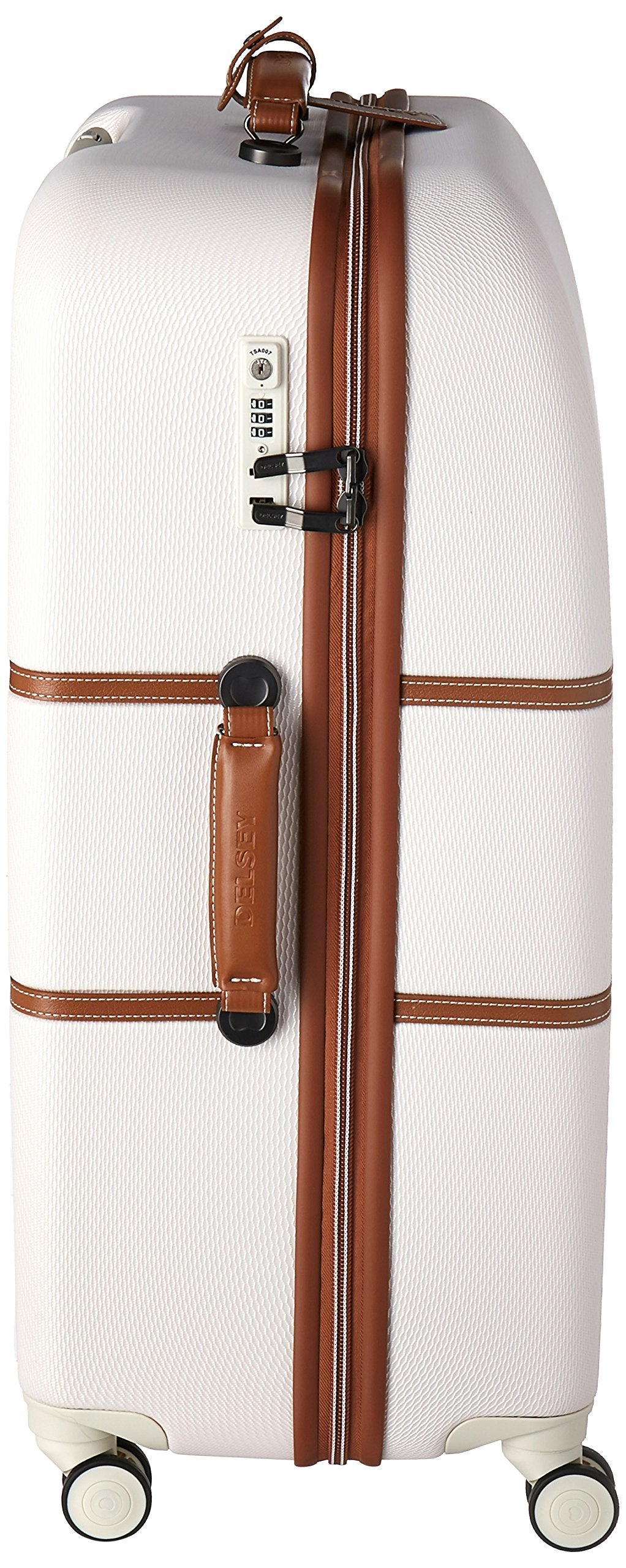 DELSEY Paris Chatelet Air 2.0 Hardside Luggage with Spinner Wheels ( Champagne White , Checked-Large 28 Inch, with Brake ) Champagne White Checked Large 28 Inch With Brake U2