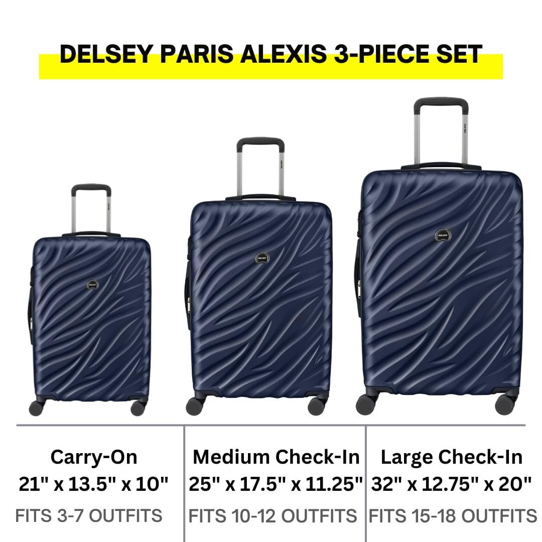 Delsey Alexis Lightweight Luggage, 4-Wheel Spinners Hardshell Suitcase, Expandable with TSA Lock  ( Navy , 3-piece Set (21"/25"/29") ) Navy 3 Piece Set 21 25 29 U7