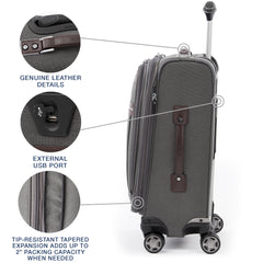 Travelpro Platinum Elite Softside Expandable Carry on Luggage, 8 Wheel Spinner Suitcase, USB Port, Suiter, Men and Women, Carry On 21-Inch ( Vintage Grey , Carry-On 21-Inch ) Vintage Grey Carry On 21 Inch U12