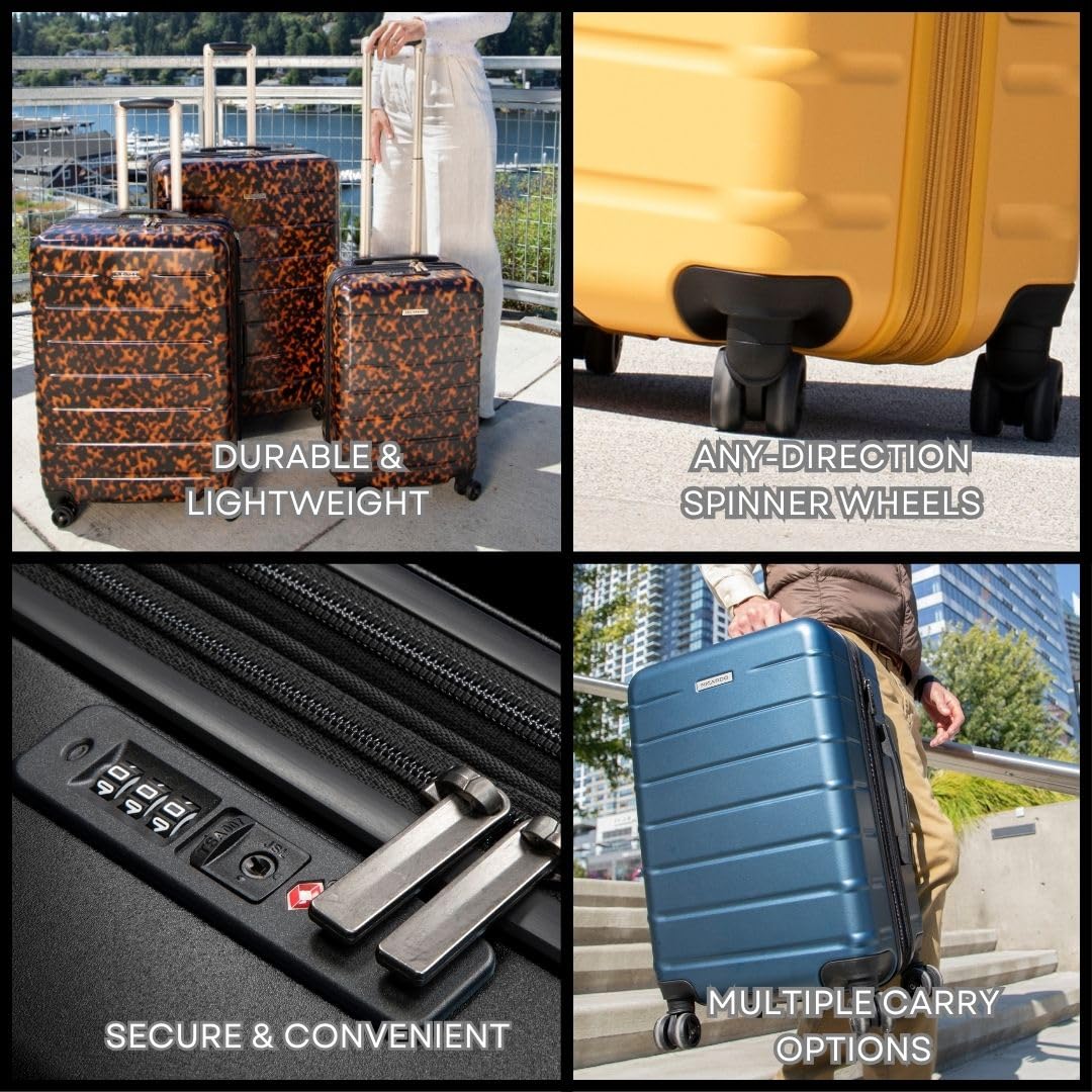 Ricardo Beverly Hills Cambria Hardside Luggage | Stylish Suitcase with Wheels for Effortless Travel, Expandable and Secure TSA-Locked Packing 29-inch Large Checked ( Tortoise , Checked Large 29-Inch ) Tortoise Checked Large 29 Inch U2