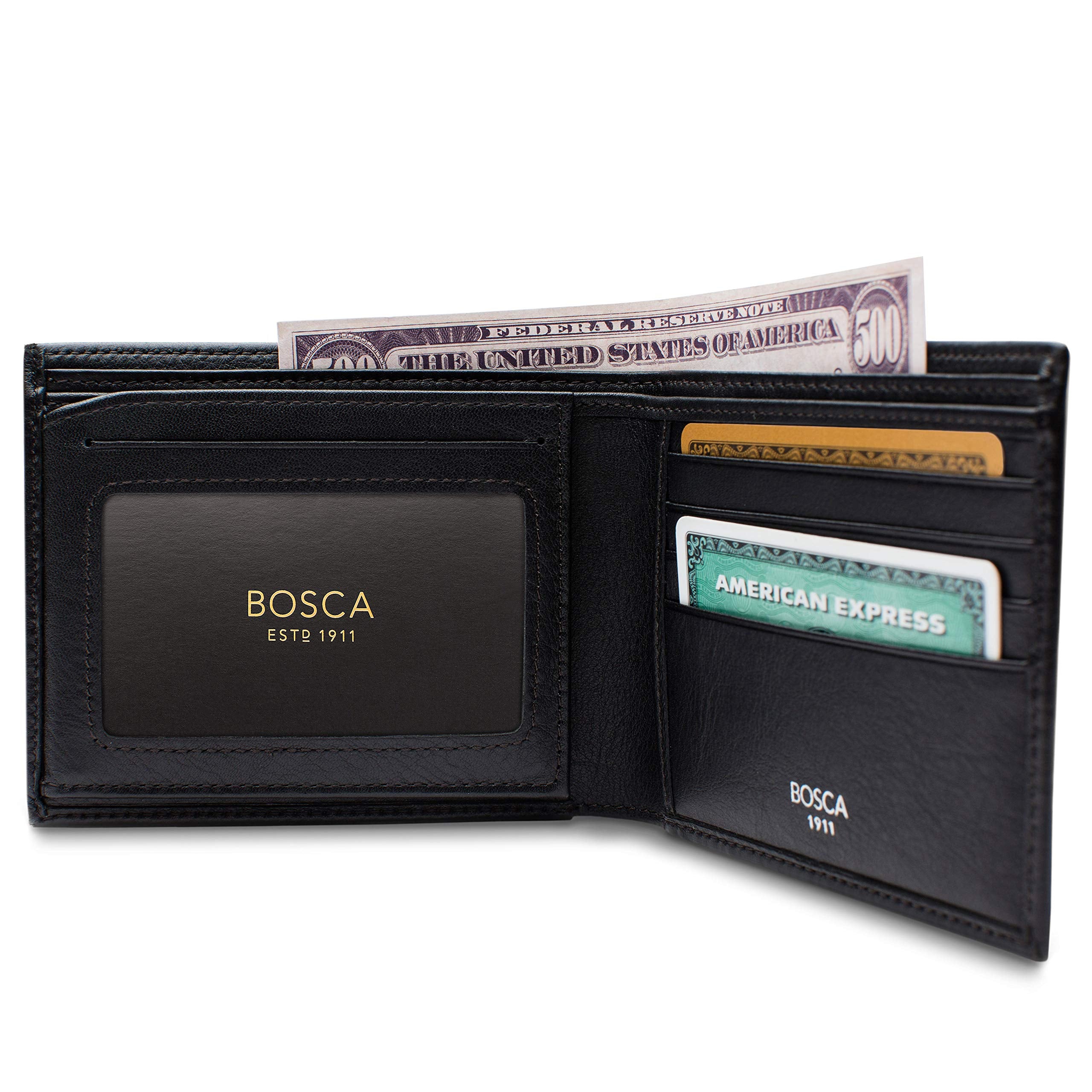 Bosca Nappa Vitello Collection - Continental ID Wallet ( Black , One Size ) Black One Size U2