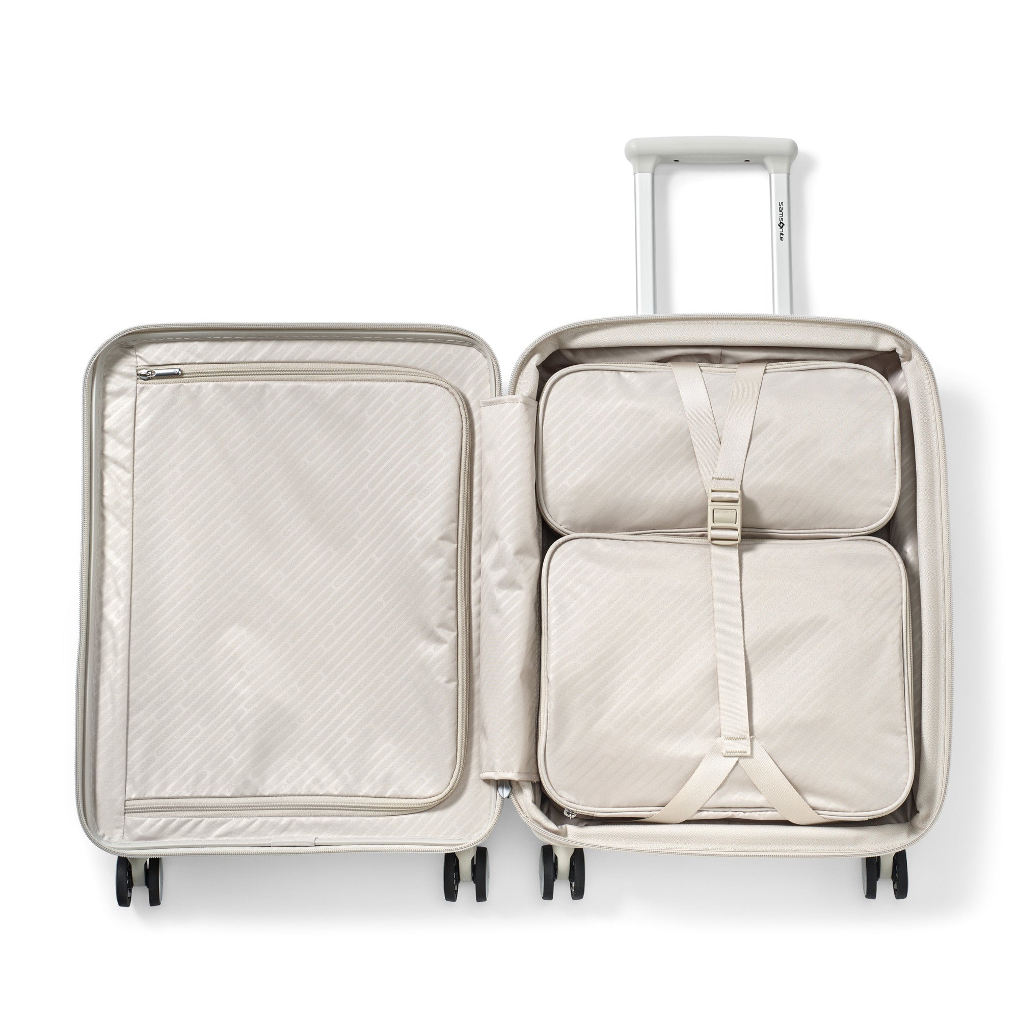 Samsonite Paralux Carry-On Luggage - Innovative Design - Quick Access Front Pocket - Dual Suspension Wheel Technology - TSA Lock - Expandable - Includes Removable Packing Cubes ( Stone Grey , Carry-On Spinner ) Stone Grey Carry On Spinner U3