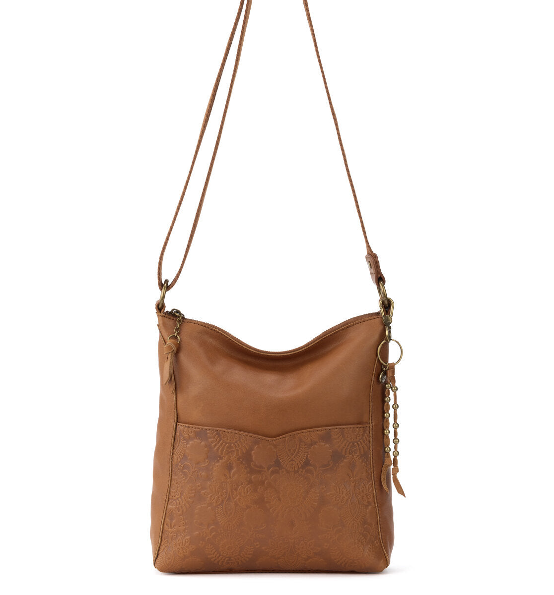 The Sak Lucia Leather Crossbody Tobacco Floral Embossed One Size U1