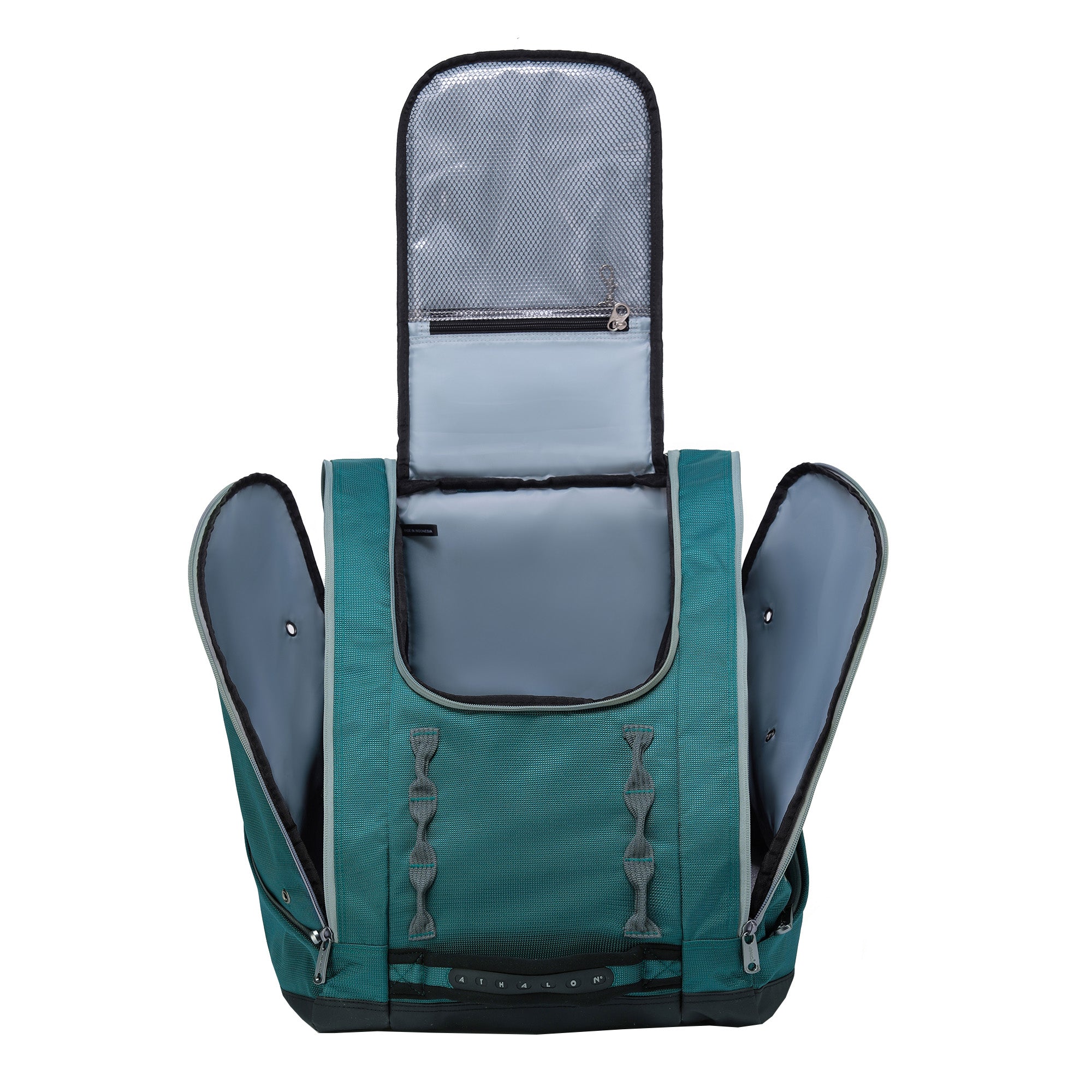 Athalon Everything Ski Boot Bag – Gear Pack with Ventilated Boot Compartments, Waterproof Bottom, Hideaway Helmet Sling, 58.5 Liter Capacity ( Green , 58.5 Liters ) Green 58 5 Liters U1