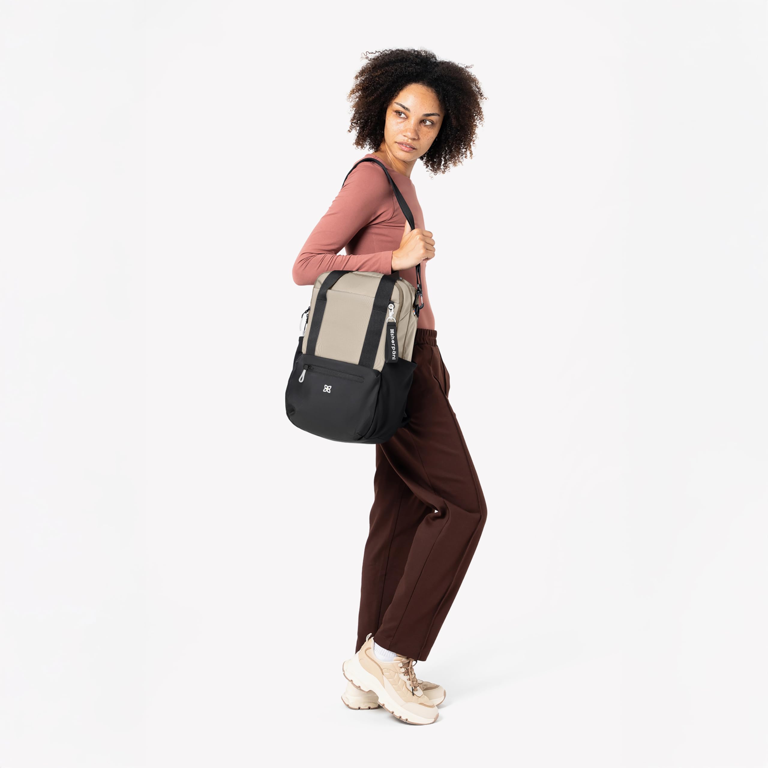 Sherpani Camden, Convertible Backpack, 3 in 1 Tote Bag, 18L Travel Backpack, Crossbody Bag for Women, Cross Body Purse, Travel Gifts, RFID Protection, Fits 15” Laptop ( Con Leche , One Size ) Con Leche One Size U1