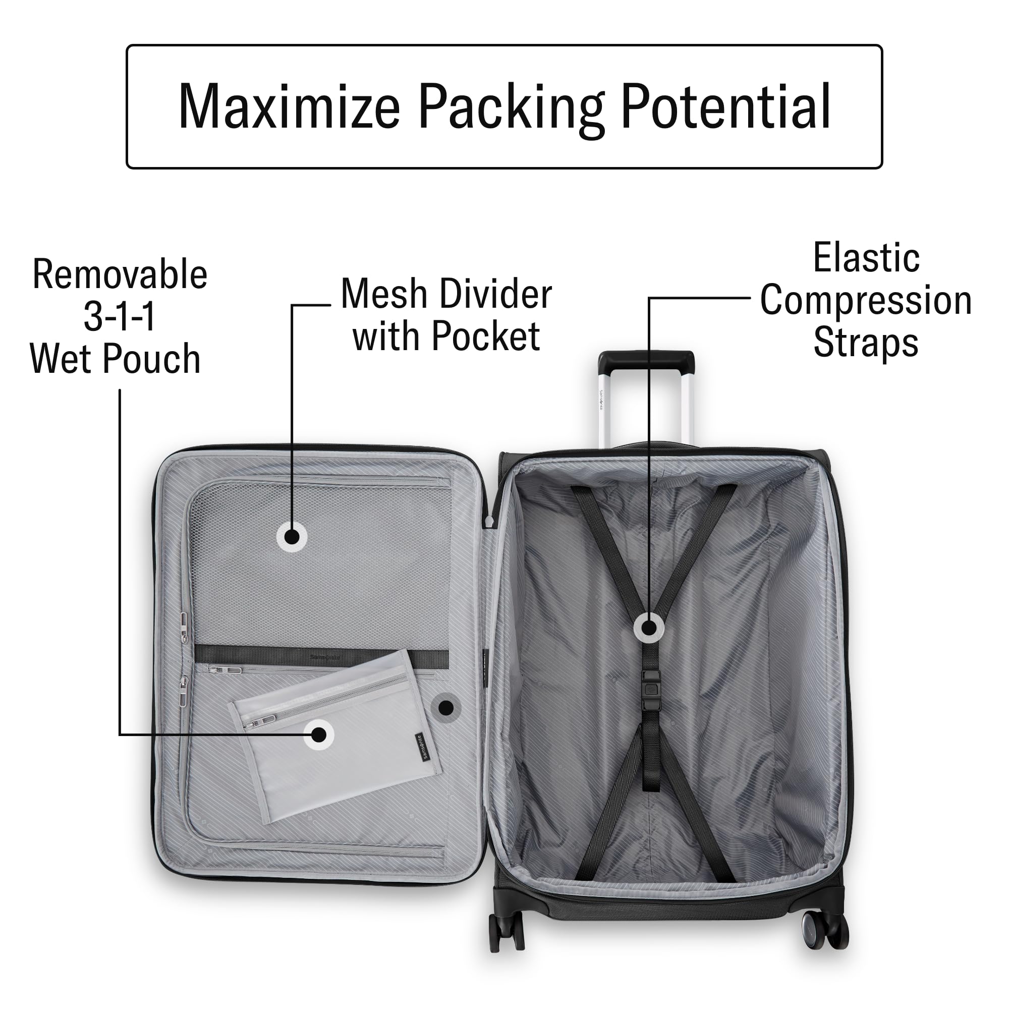 Samsonite UpLIFT Lightweight Softside Expandable Luggage ( Black , Carry-On ) Black Carry On U4