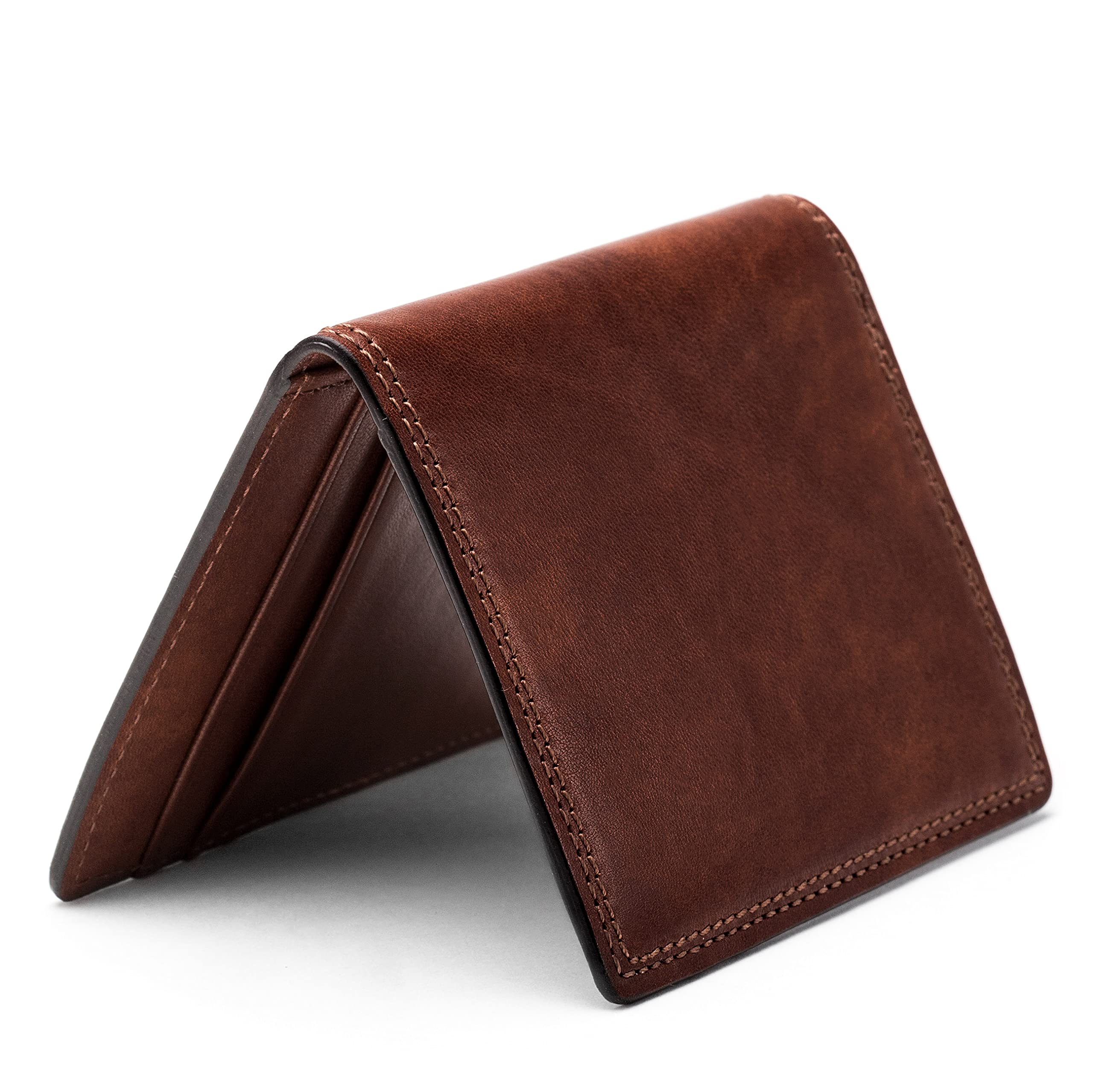 Bosca Men's Wallet, Dolce Leather Front Pocket Bifold Wallet with Magnetic Clip ( Dark Brown , One Size ) Dark Brown One Size U3