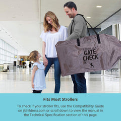 J.L. Childress DELUXE Gate Check Bag for Single & Double Strollers - Premium Heavy-Duty Durable Air Travel Bag, Adjustable Shoulder Straps - Fits Most Single & Double Strollers, Grey ( Grey ) Grey  U1