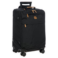 Bric's X-Travel 21 Carry-On Spinner Luxury Softside Luggage with 360 Wheels, Recycled Water-Resistant Fabric, Interior Pockets, and Leather Details ( Black , One Size ) Black One Size U2