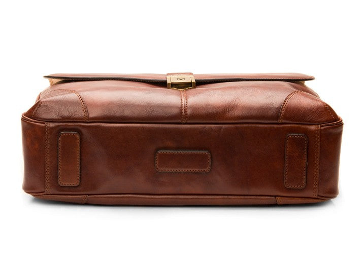Bosca Men's Dolce Collection Flapover Briefcase ( Dark Brown , One Size ) Dark Brown One Size U1