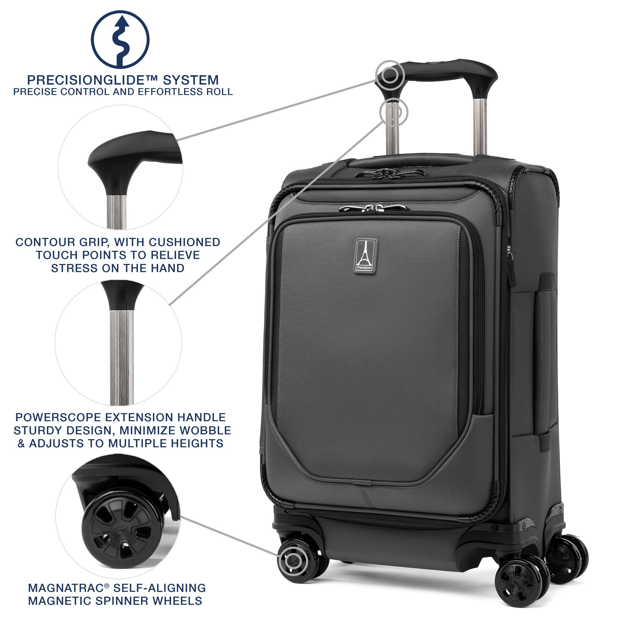 Travelpro Crew Classic Lightweight Softside Expandable Luggage, 2 Wheel Upright Rollaboard Suitcase, Men and Women ( Titanium Grey , Compact Carry On 20-Inch ) Titanium Grey Compact Carry On 20 Inch U4