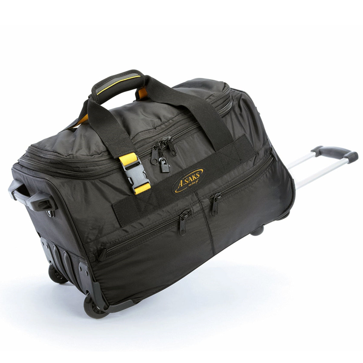 A.SAKS Luggage Lightweight Rolling Trolley Duffel with Wheels ( Black , One Size ) Black One Size U3