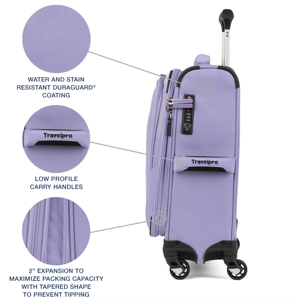 Travelpro Maxlite 5 Softside Expandable Luggage with 4 Spinner Wheels, Lightweight Suitcase, Men and Women ( Violet , Carry-on 19-Inch ) Violet Carry On 19 Inch U2