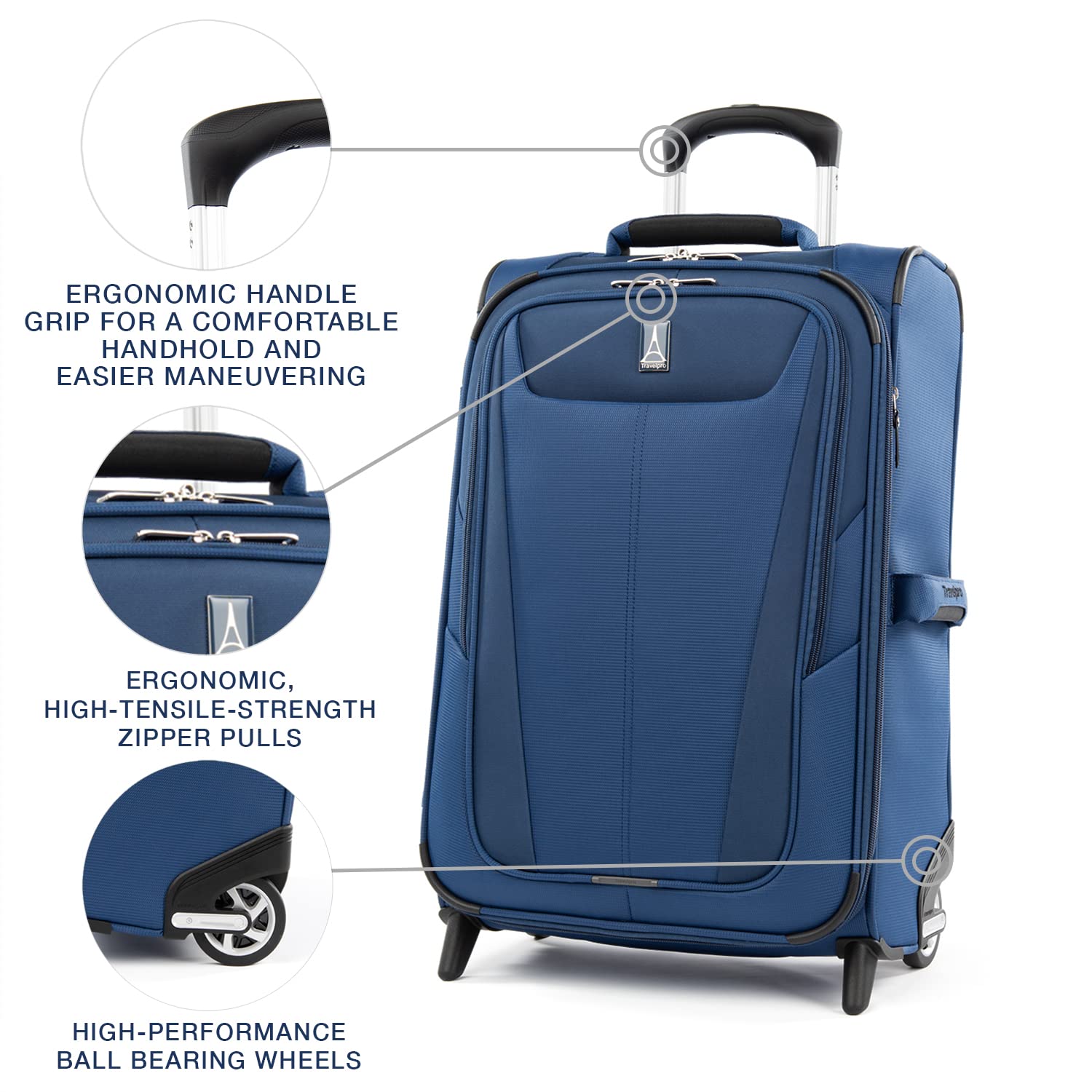 Travelpro Maxlite 5 Softside Expandable Upright 2 Wheel Luggage, Lightweight Suitcase, Men and Women ( Sapphire Blue , Carry-on 22-Inch ) Sapphire Blue Carry On 22 Inch U4