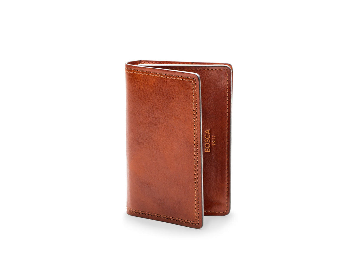 Bosca Mens Dolce Collection - Full Gusset Two-Pocket Card Case w/ I.D. Amber One Size U3