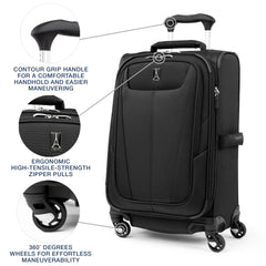 Travelpro Maxlite 5 Softside Expandable Luggage with 4 Spinner Wheels, Lightweight Suitcase, Men and Women ( Black , Carry-on 21-Inch ) Black Carry On 21 Inch U61