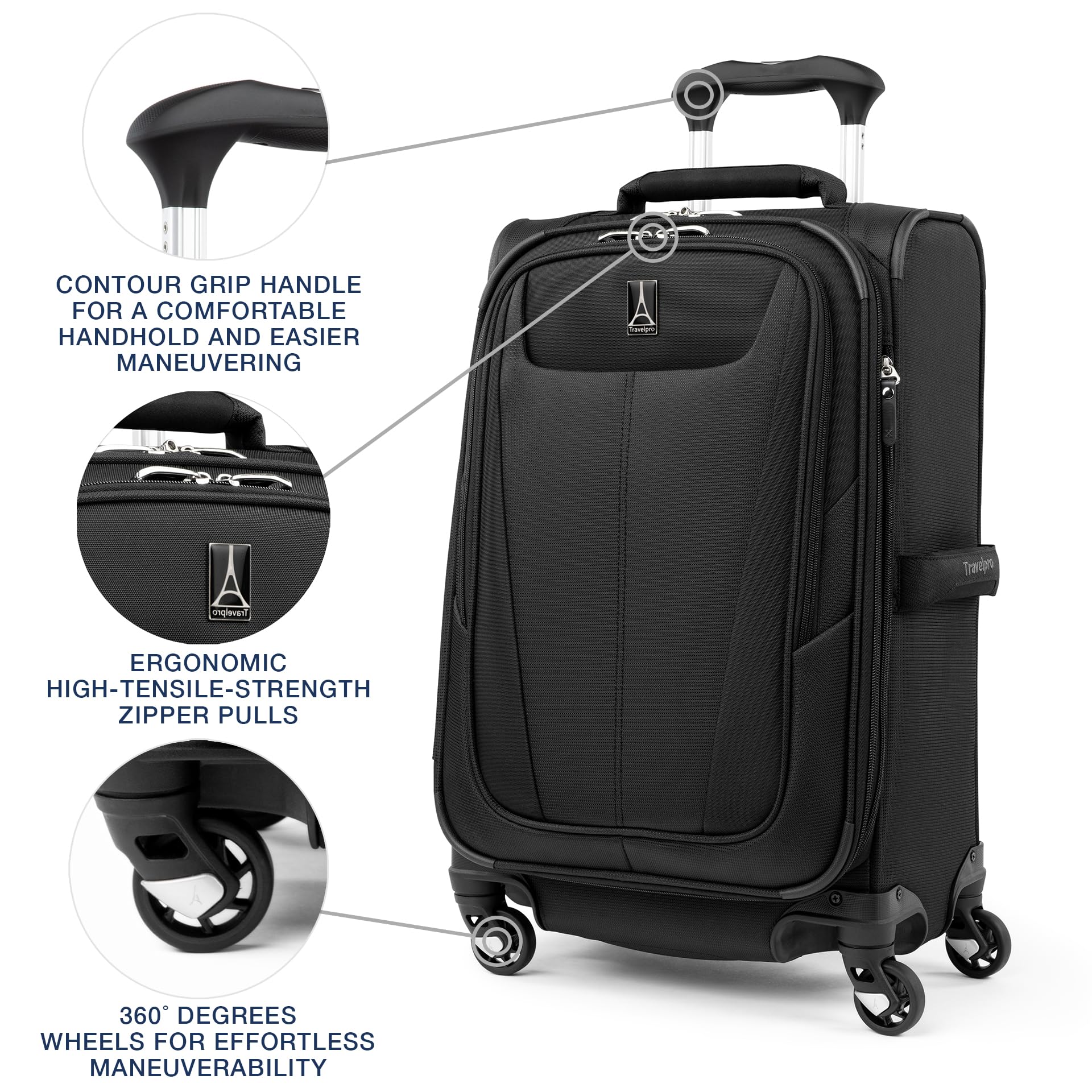 Travelpro Maxlite 5 Softside Expandable Luggage with 4 Spinner Wheels, Lightweight Suitcase, Men and Women ( Black , Carry-on 21-Inch ) Black Carry On 21 Inch U107