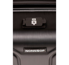 NONSTOP NEW YORK Luggage Expandable Spinner Wheels hard side shell Travel Suitcase Lightweight, TSA Lock, Double USB Port ( Black , Carry-On 21-Inch ) Black Carry On 21 Inch U8