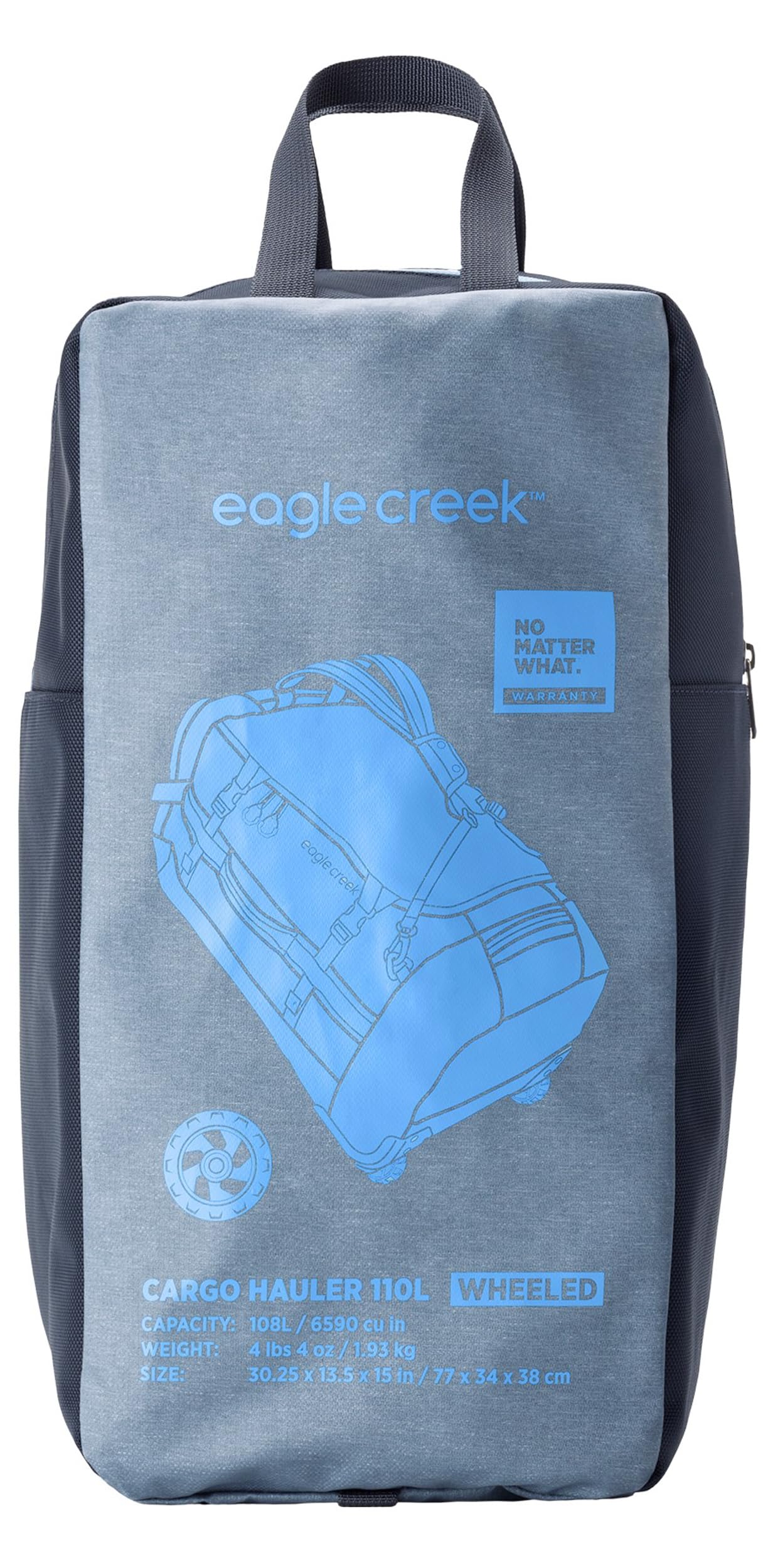 Eagle Creek Cargo Hauler Wheeled Duffel Travel Bag with Backpack Straps and Handles, Lockable U-Lid Opening, End Compartments, and Compression Straps Glacier Blue 110 L U1
